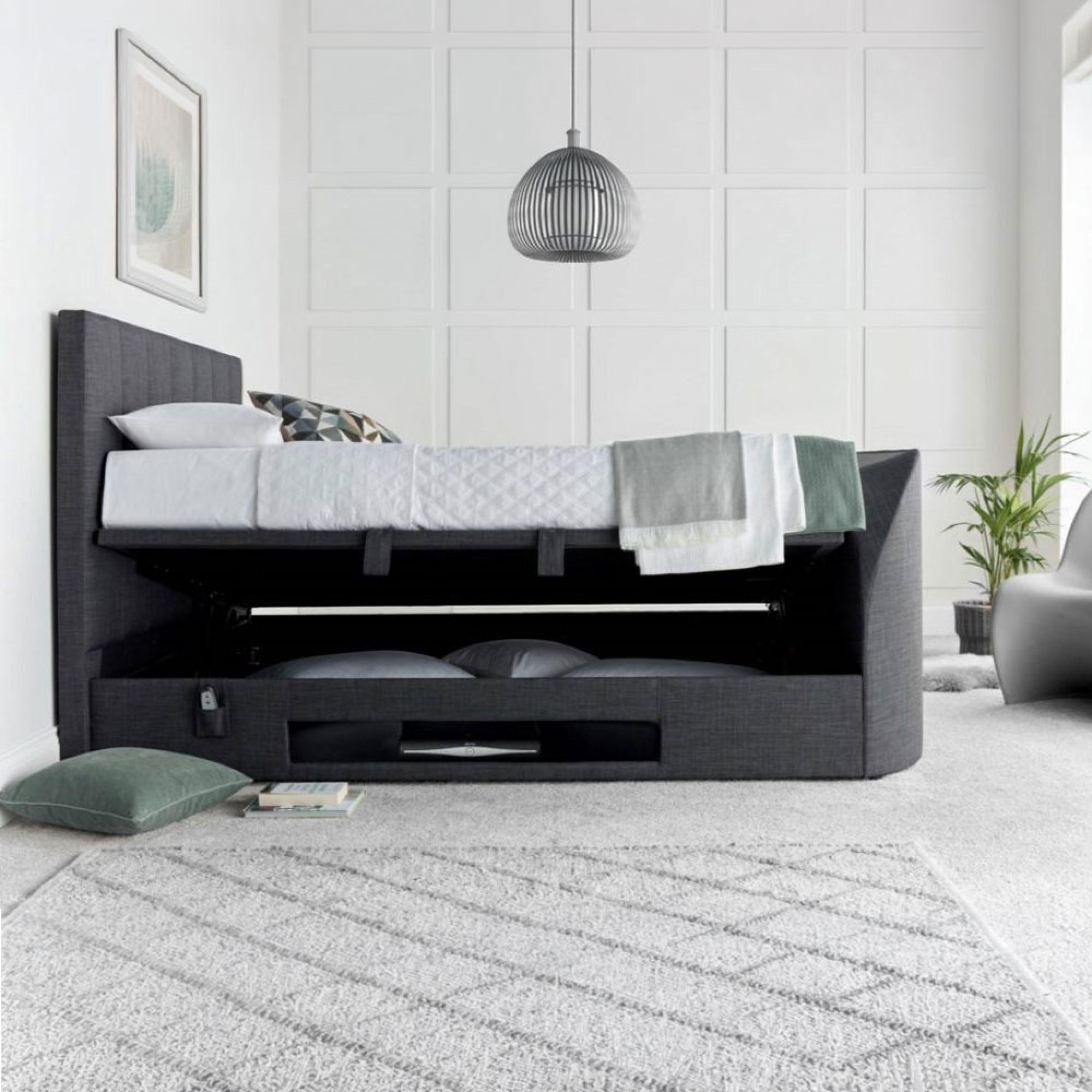 Medway Ottoman Storage TV Bed - Grey Fabric - Sizes Available