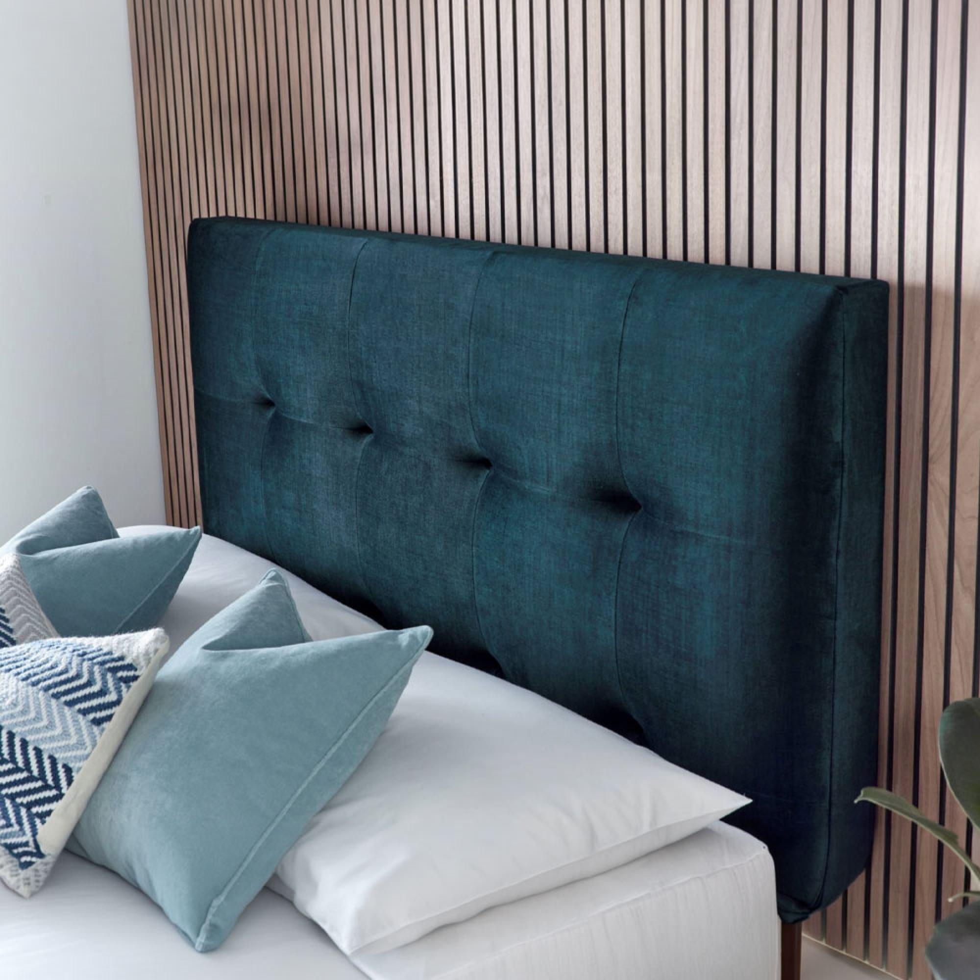 Walkworth Ottoman Storage Bed - Deep Ocean Blue Fabric - Sizes Available