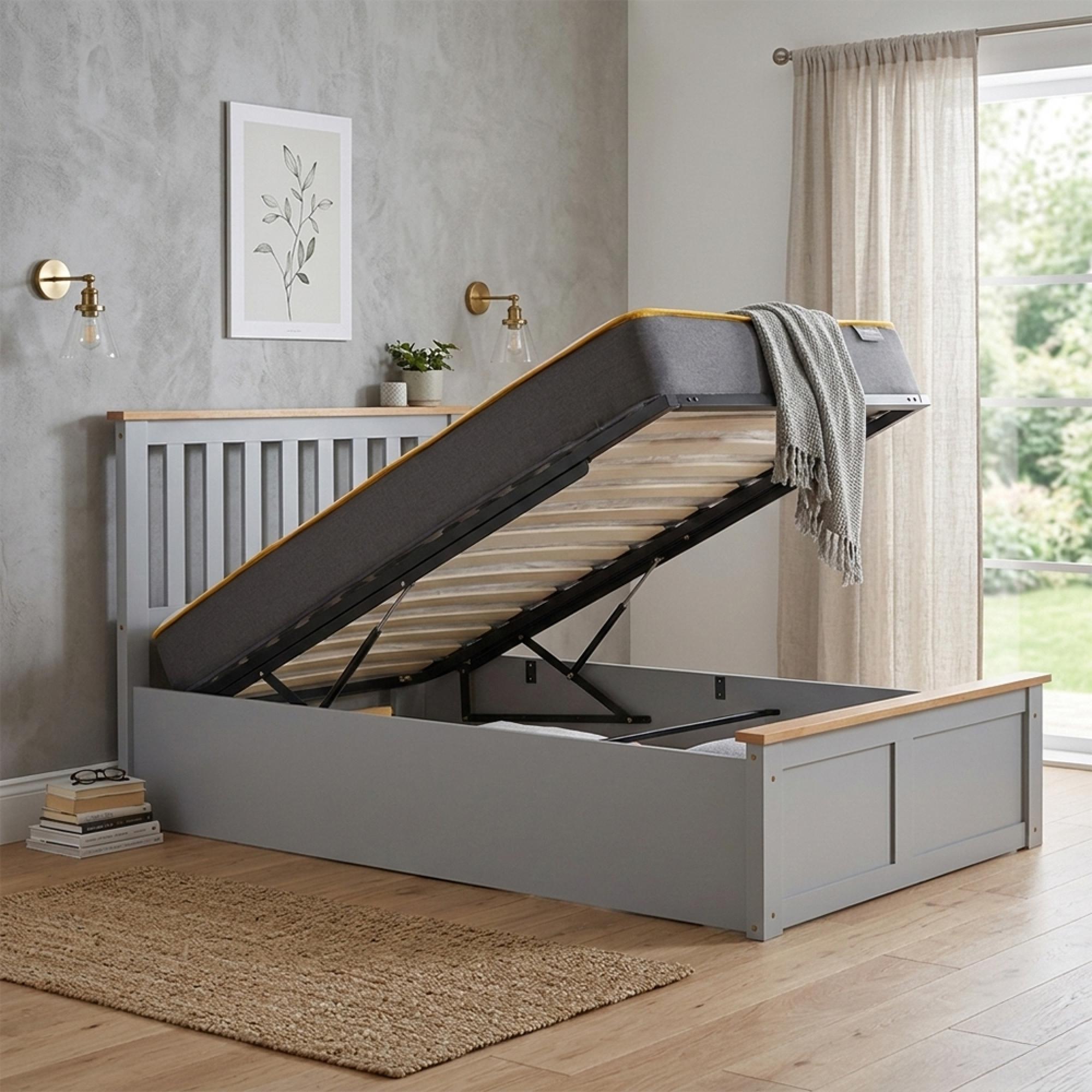 Phoenix Ottoman Storage Bed - 3ft Single - Stone Grey