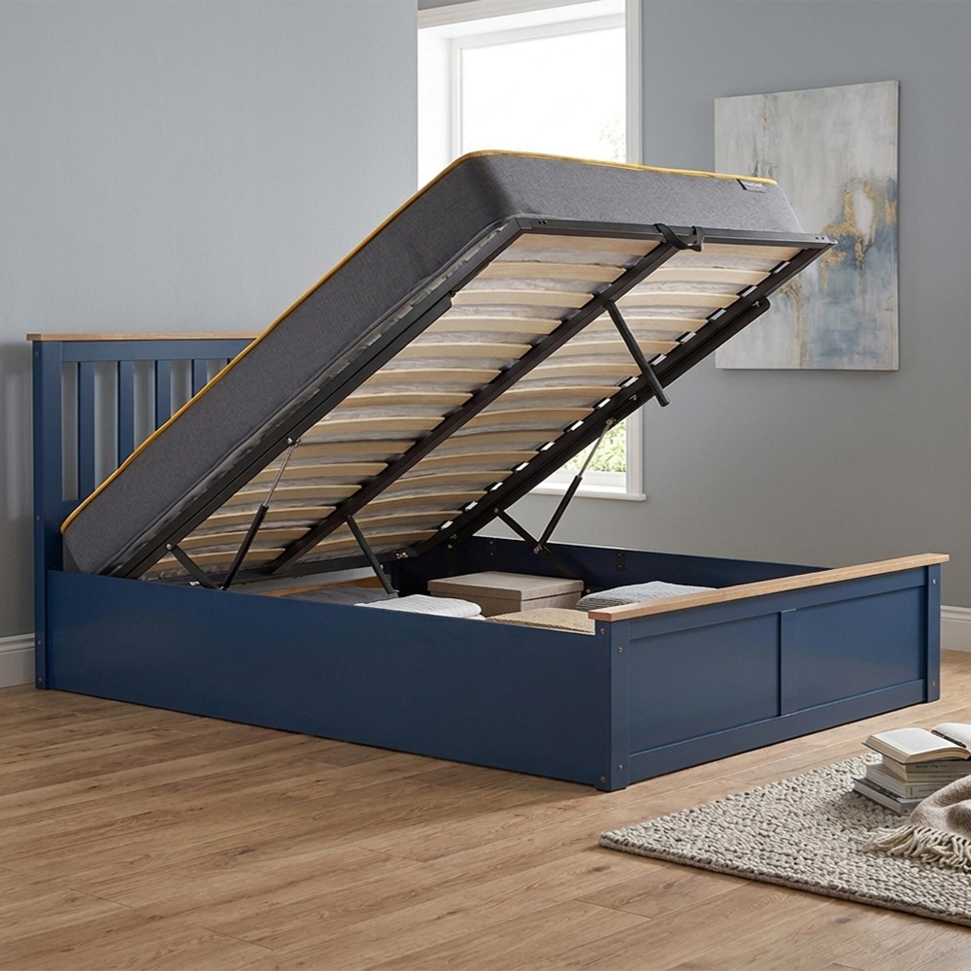 Phoenix Ottoman Storage Bed - 4ft 6in Double - Navy Blue