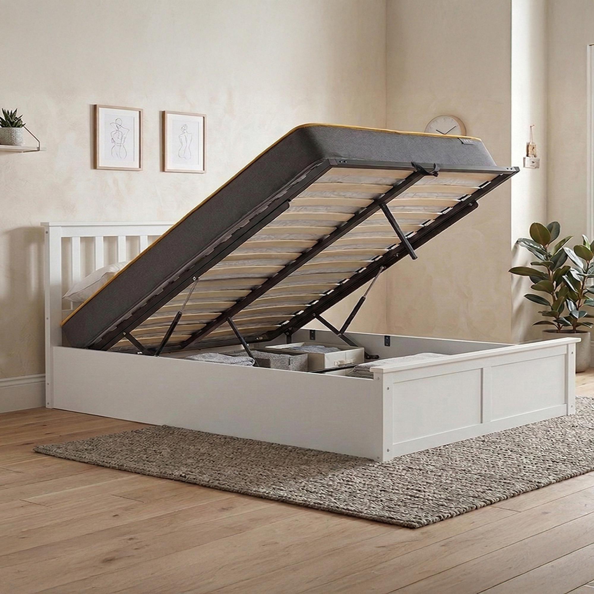Phoenix Ottoman Storage Bed - 5ft King Size - White