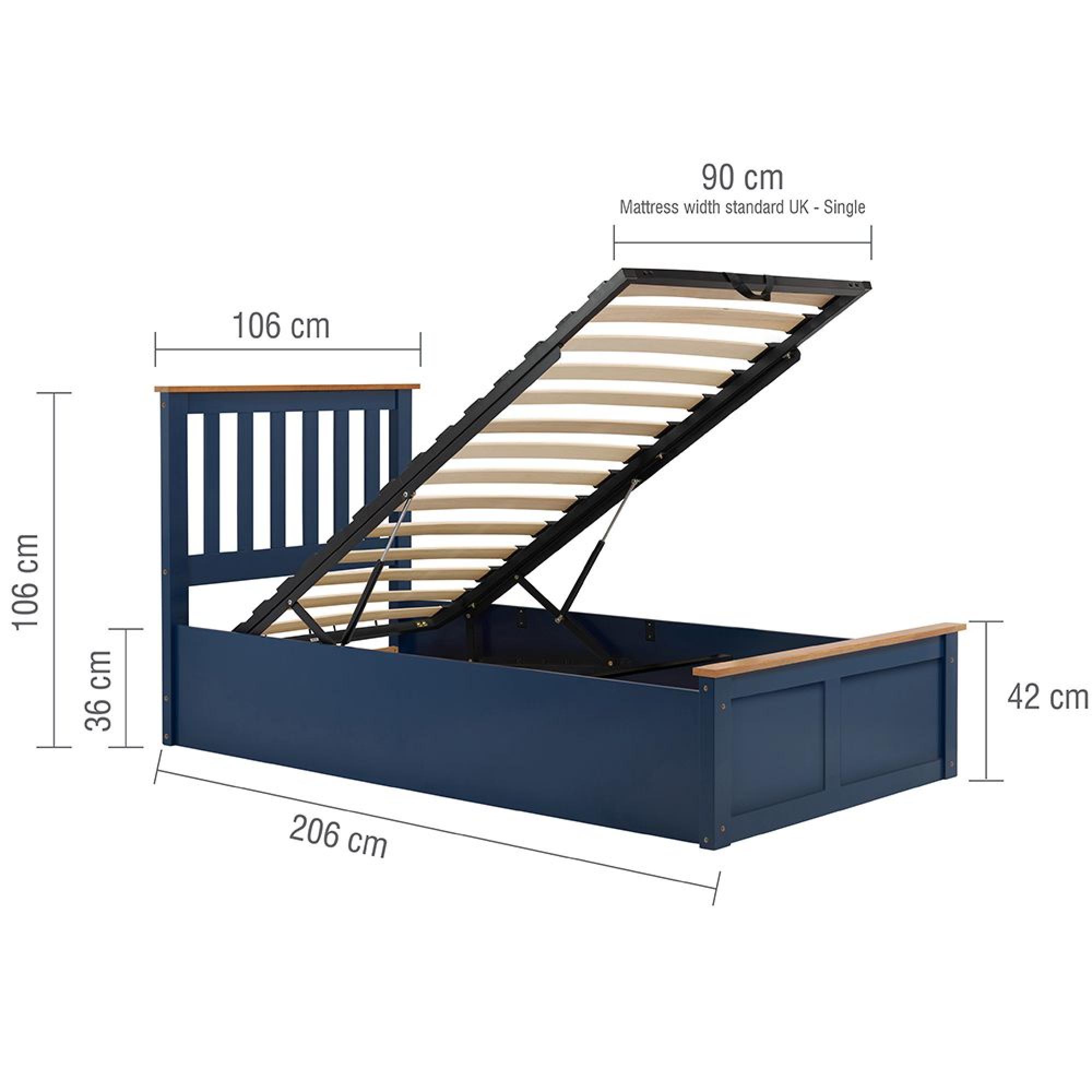 Phoenix Ottoman Storage Bed - 3ft Single - Navy Blue
