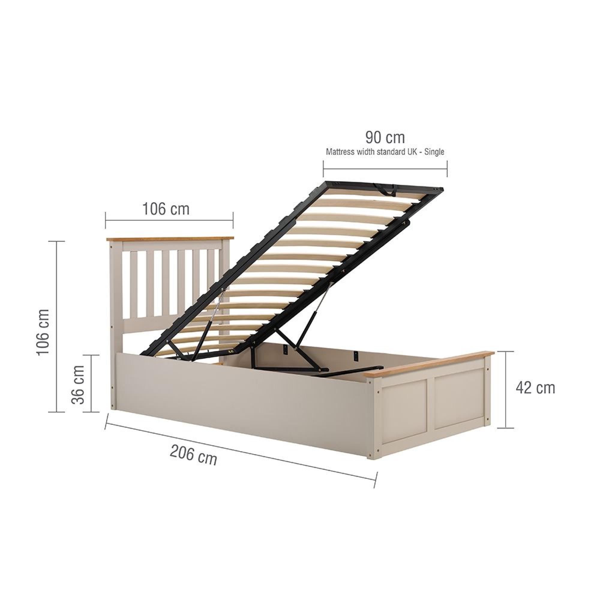 Phoenix Ottoman Storage Bed - 3ft Single - Pearl Grey