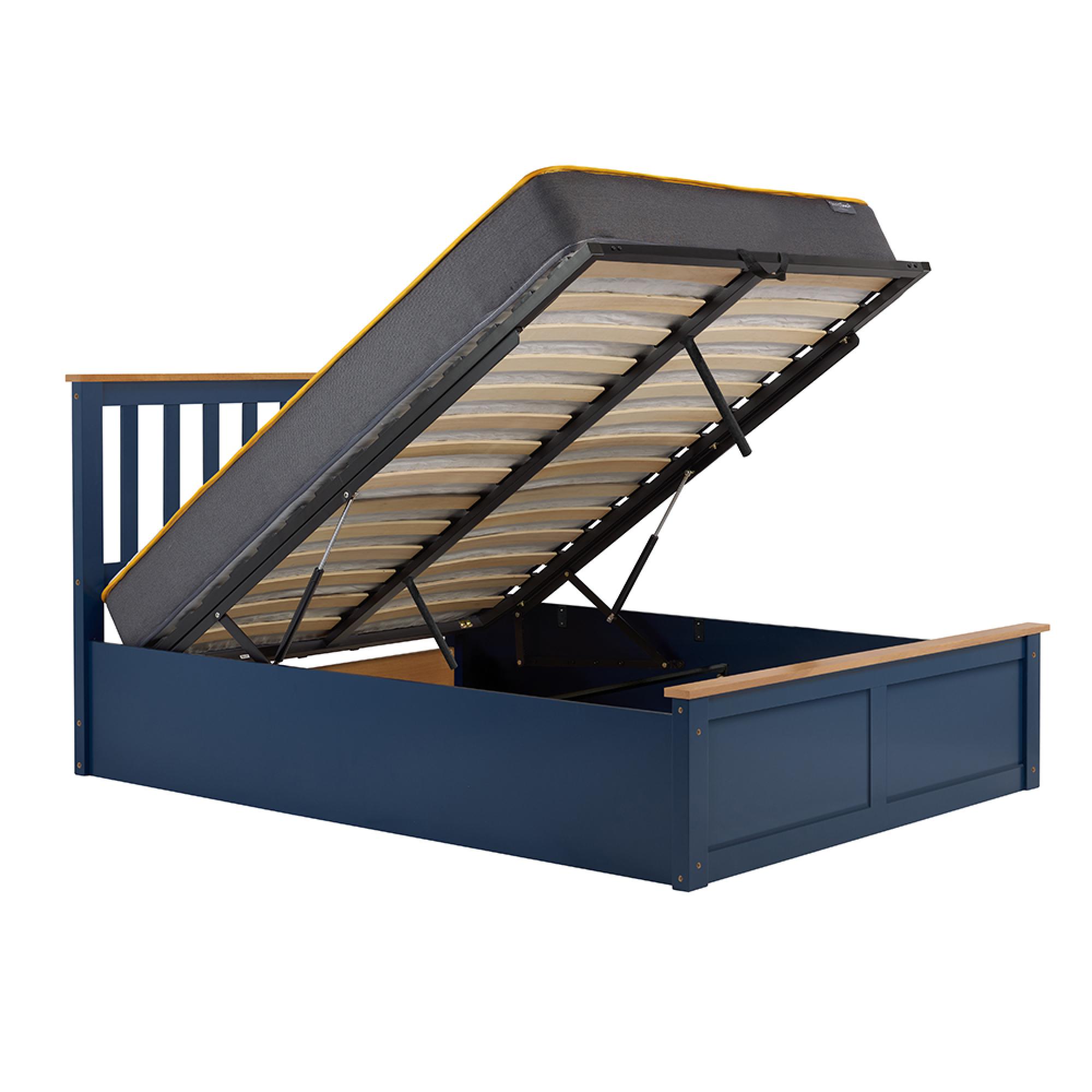 Phoenix Ottoman Storage Bed - 5ft King Size - Navy Blue