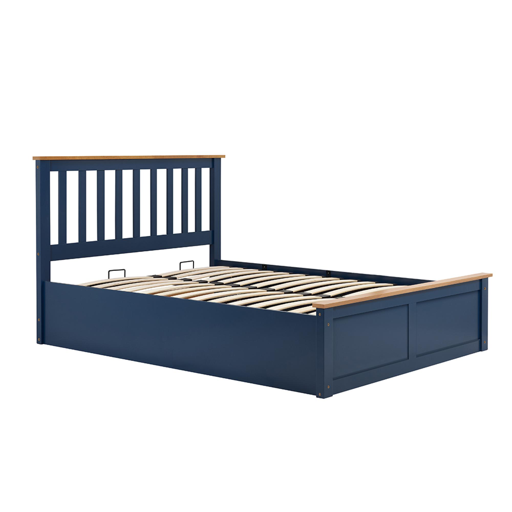 Phoenix Ottoman Storage Bed - 5ft King Size - Navy Blue