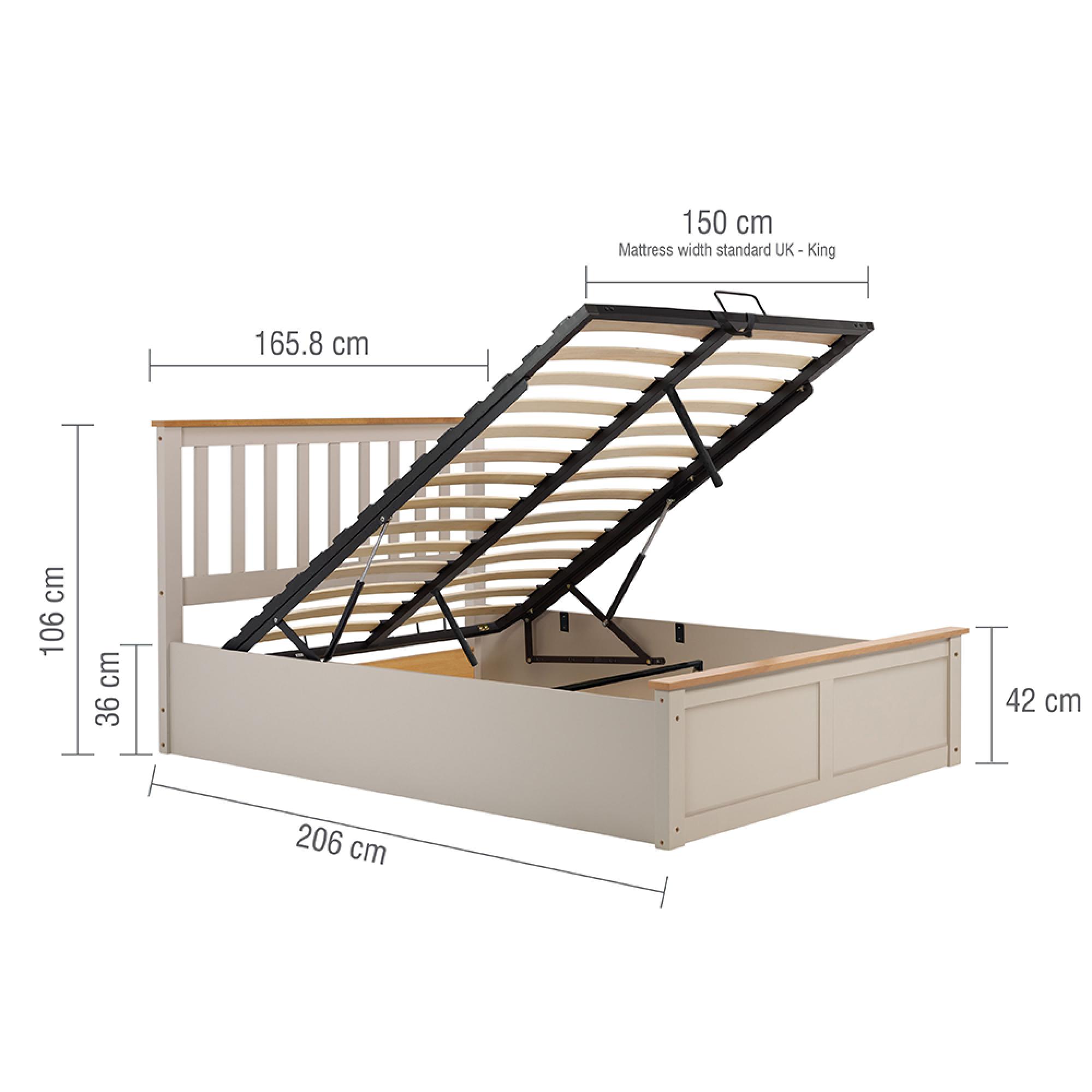 Phoenix Ottoman Storage Bed - 5ft King Size - Pearl Grey