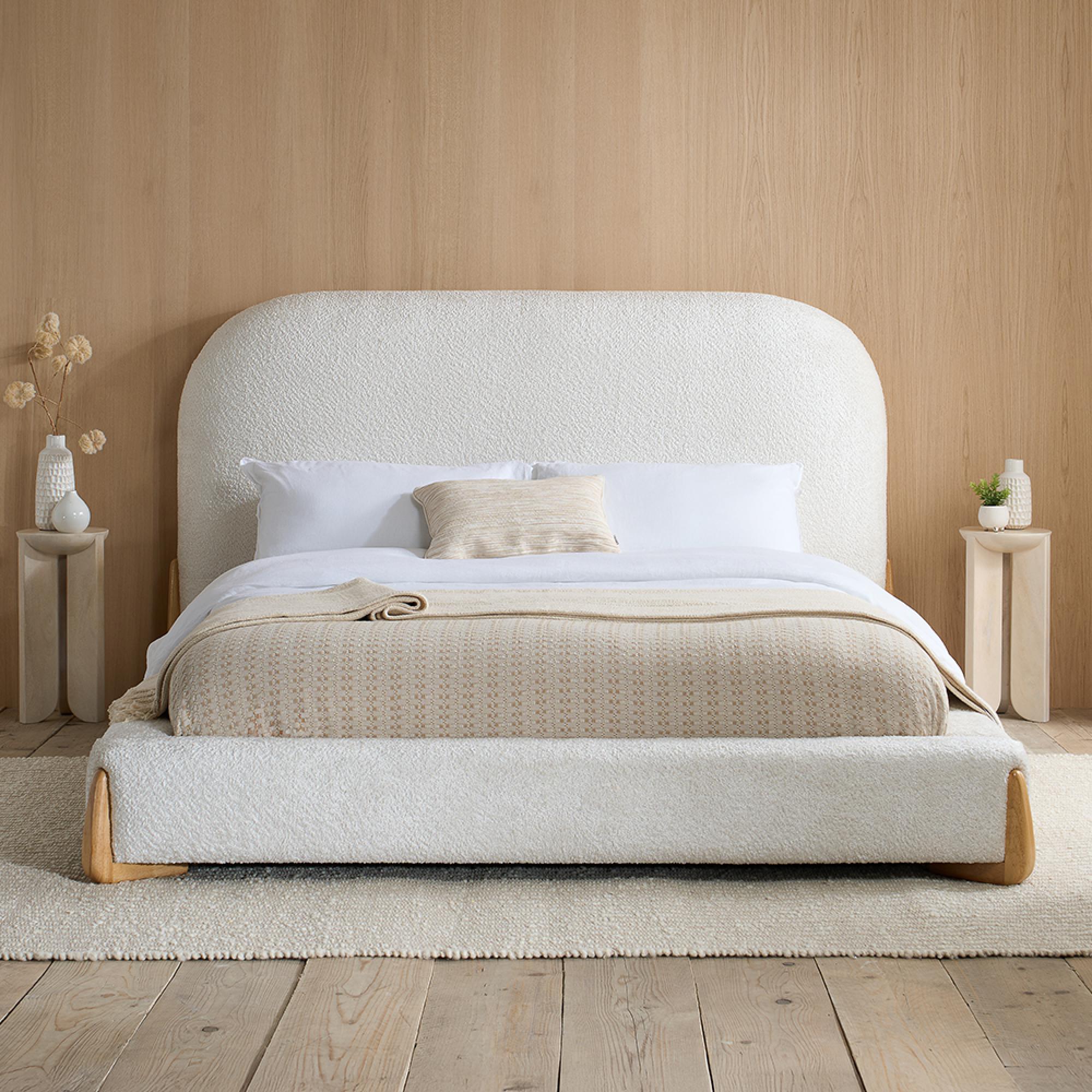 Amalfi Bed - White Fabric - Sizes Available