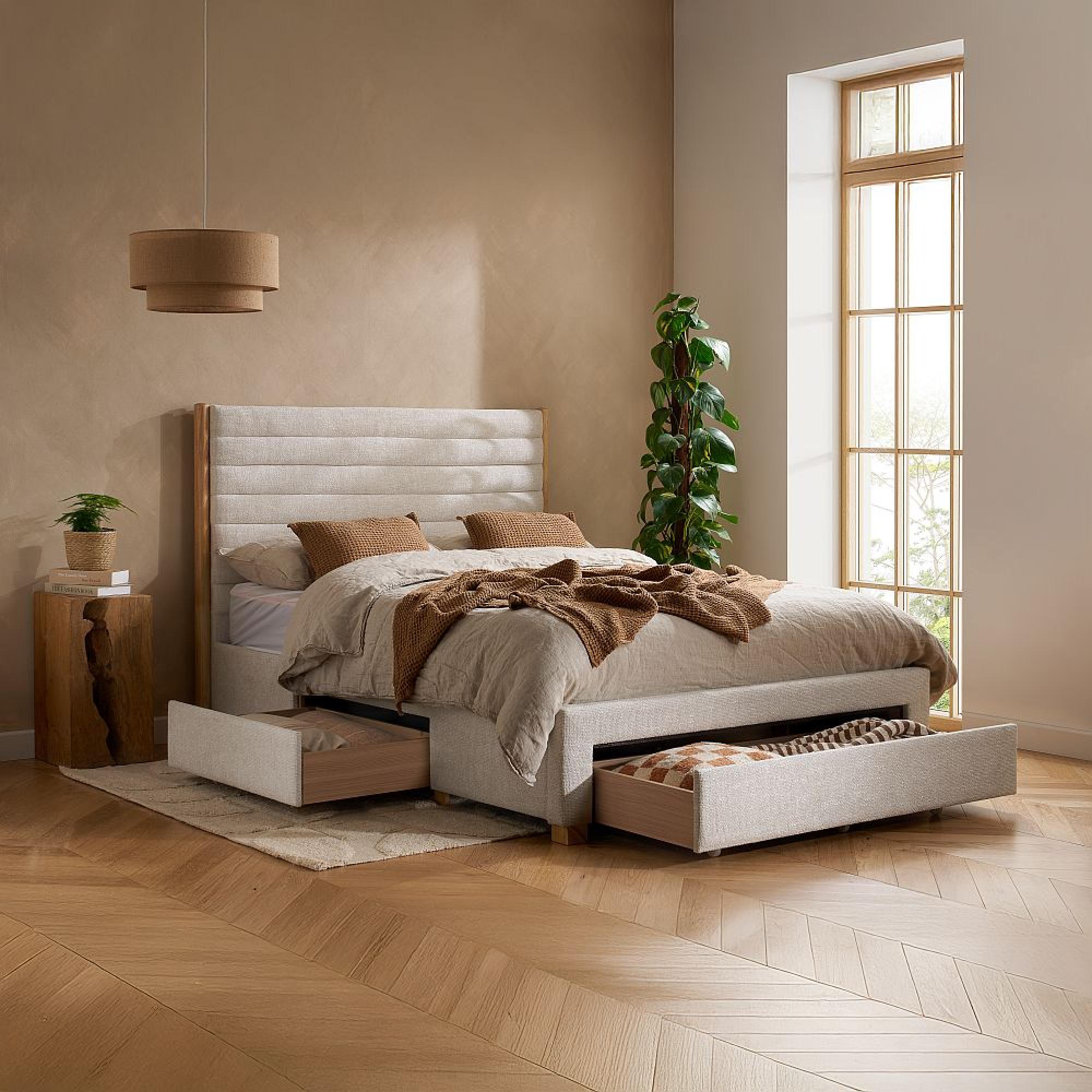 Arabella Bed - Grey Velvet Fabric - Sizes Available