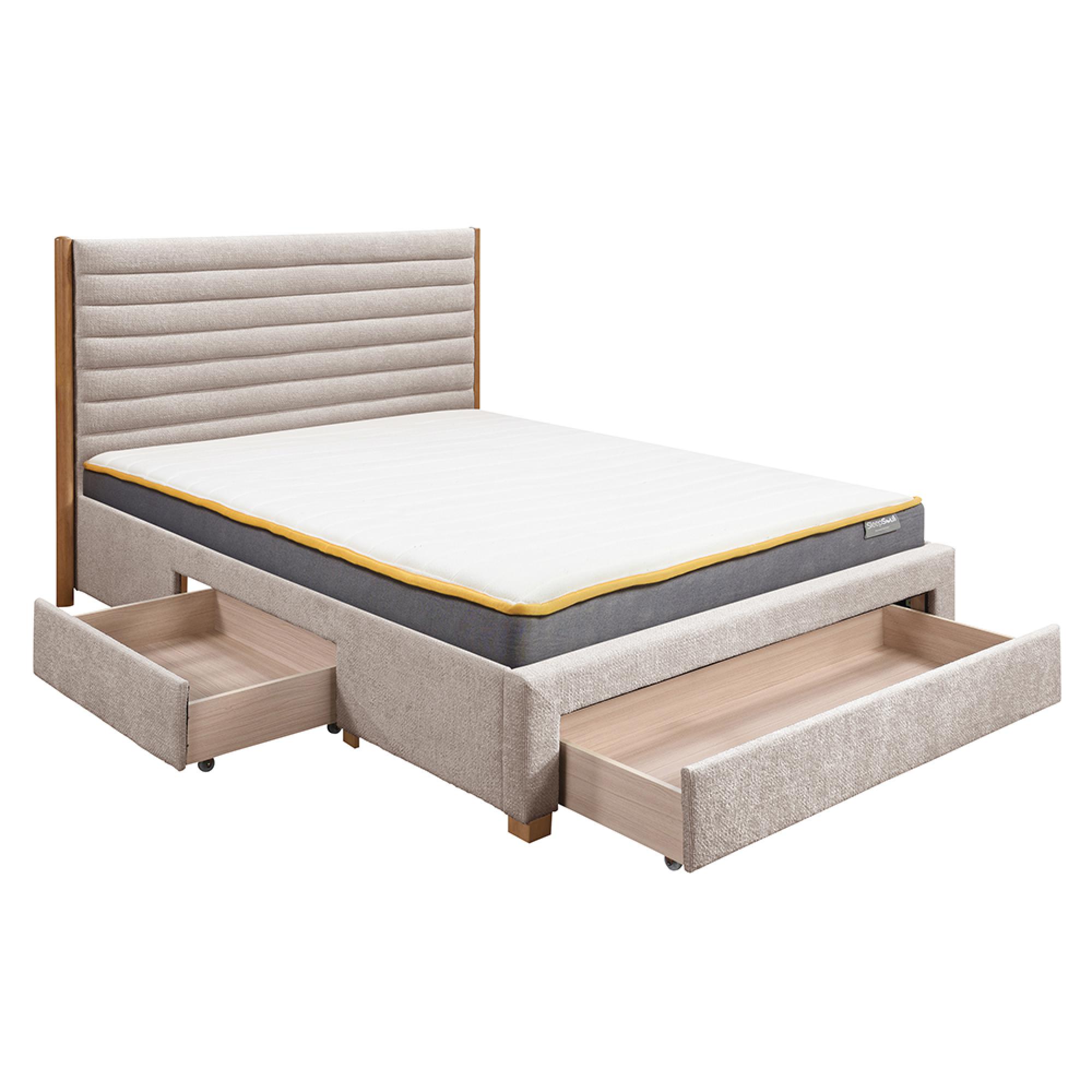 Arabella Bed - Grey Velvet Fabric - Sizes Available