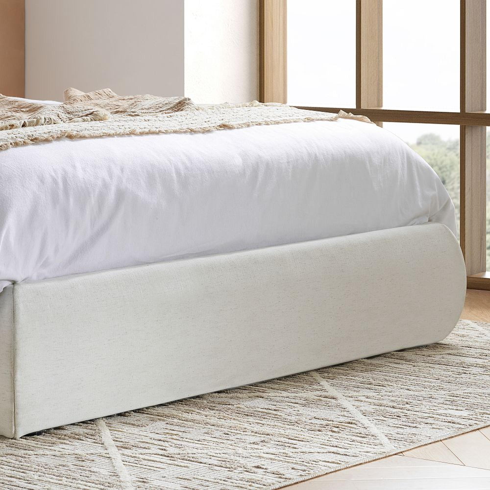 Lanis Ottoman Storage Bed - Cream Linen Fabric - Sizes Available