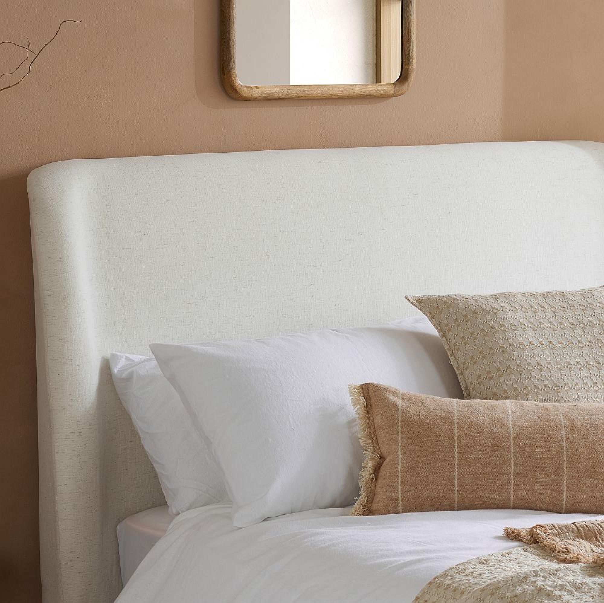 Lanis Ottoman Storage Bed - Cream Linen Fabric - Sizes Available
