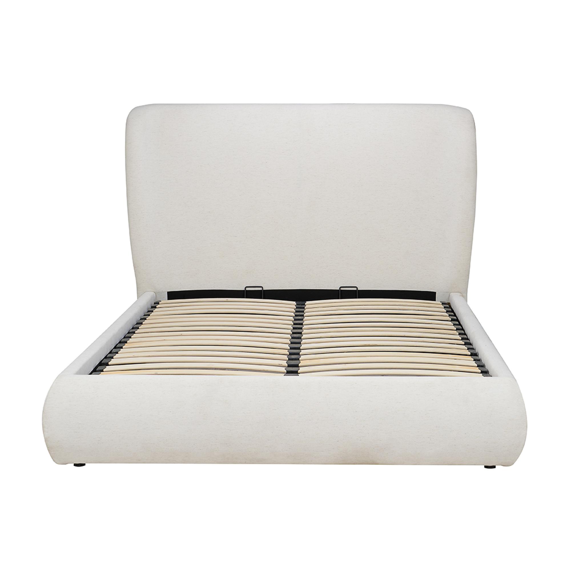 Lanis Ottoman Storage Bed - Cream Linen Fabric - Sizes Available