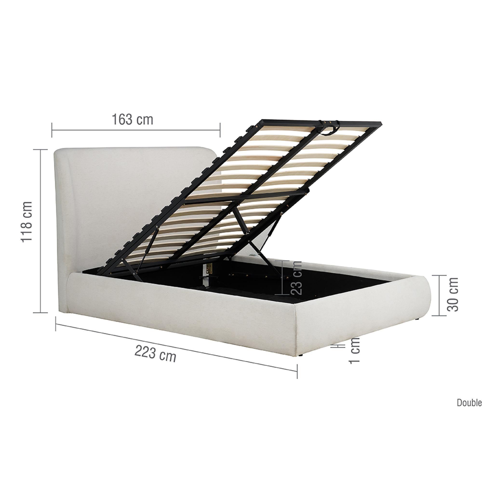 Lanis Ottoman Storage Bed - Cream Linen Fabric - Sizes Available