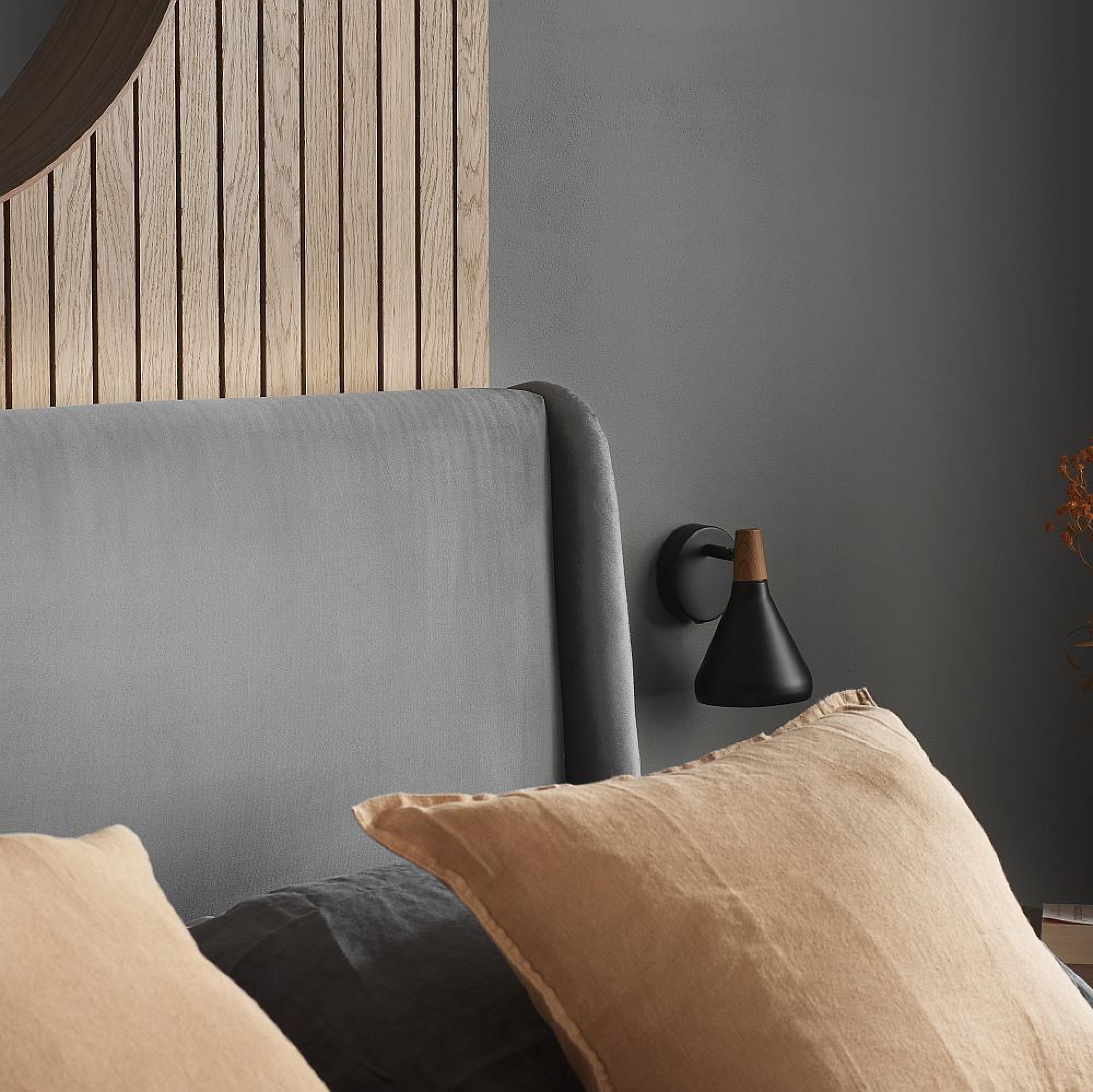 Lincoln Bed - Grey Velvet Fabric - Sizes Available