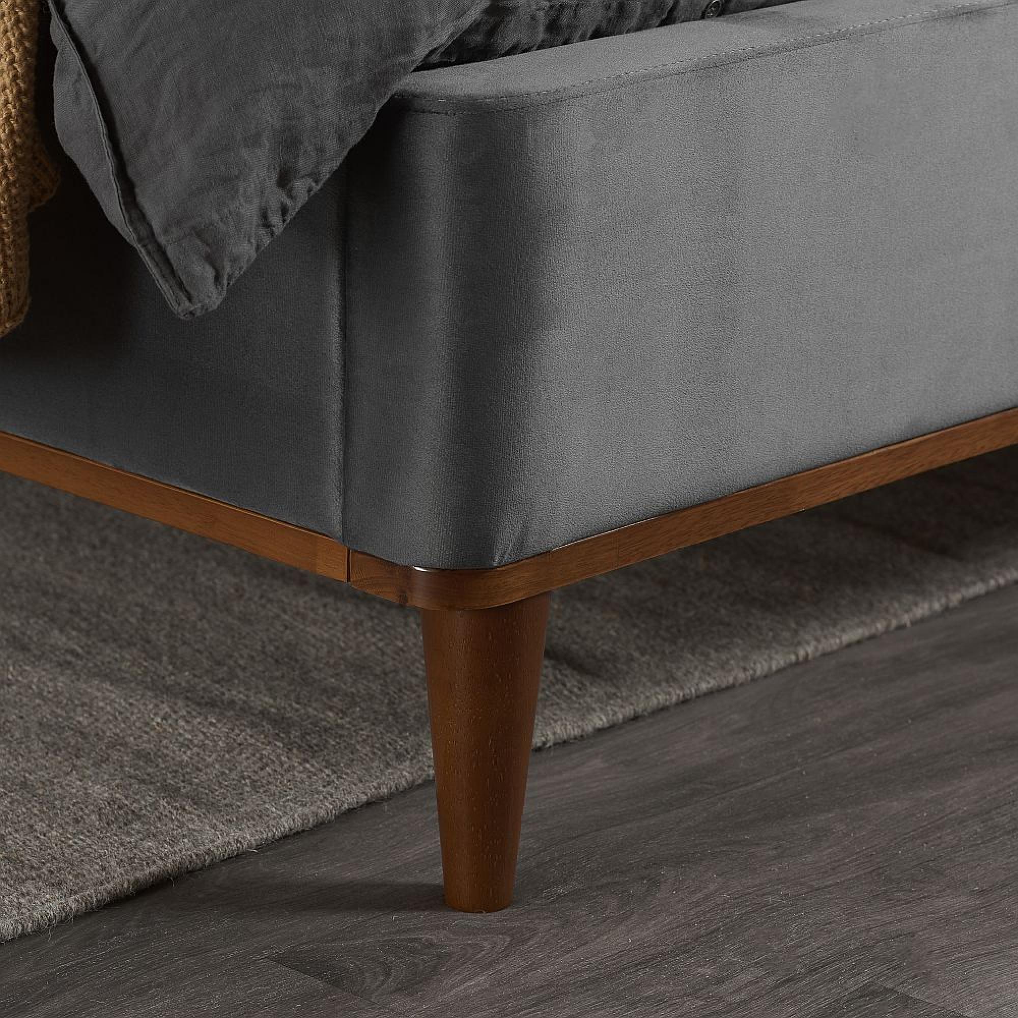 Lincoln Bed - Grey Velvet Fabric - Sizes Available