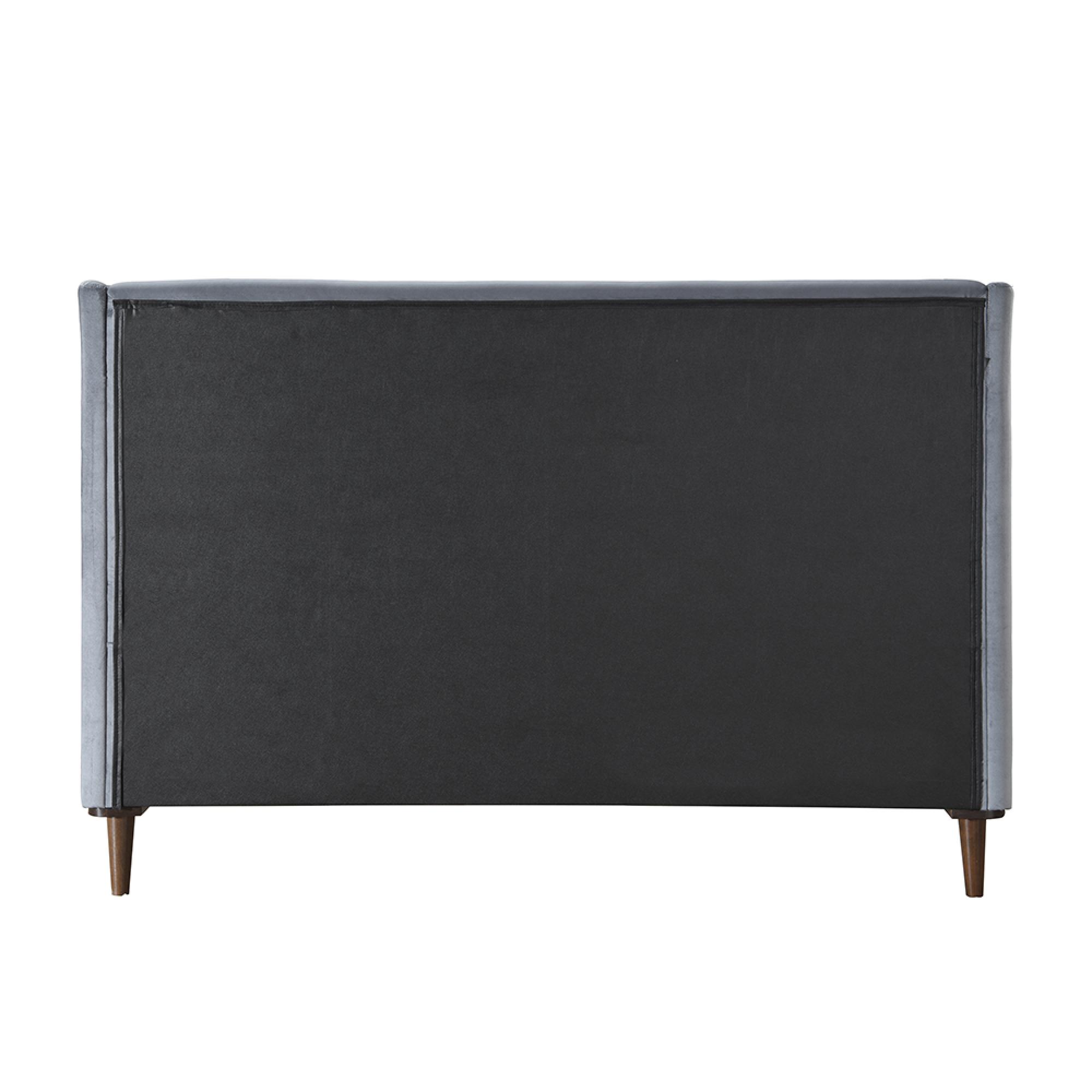 Lincoln Bed - Grey Velvet Fabric - Sizes Available