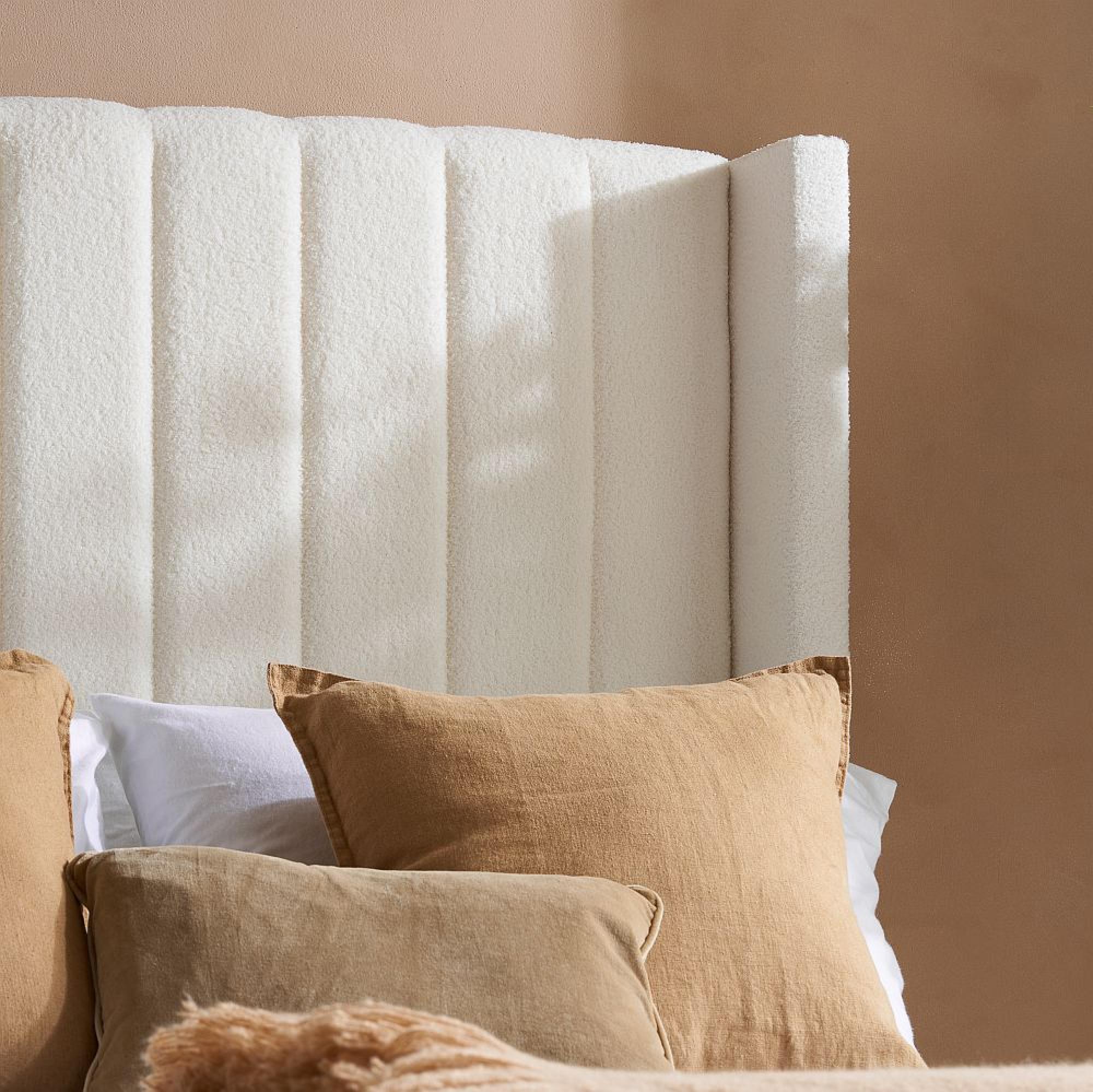 Maisey Ottoman Storage Bed - White Boucle Fabric - Sizes Available