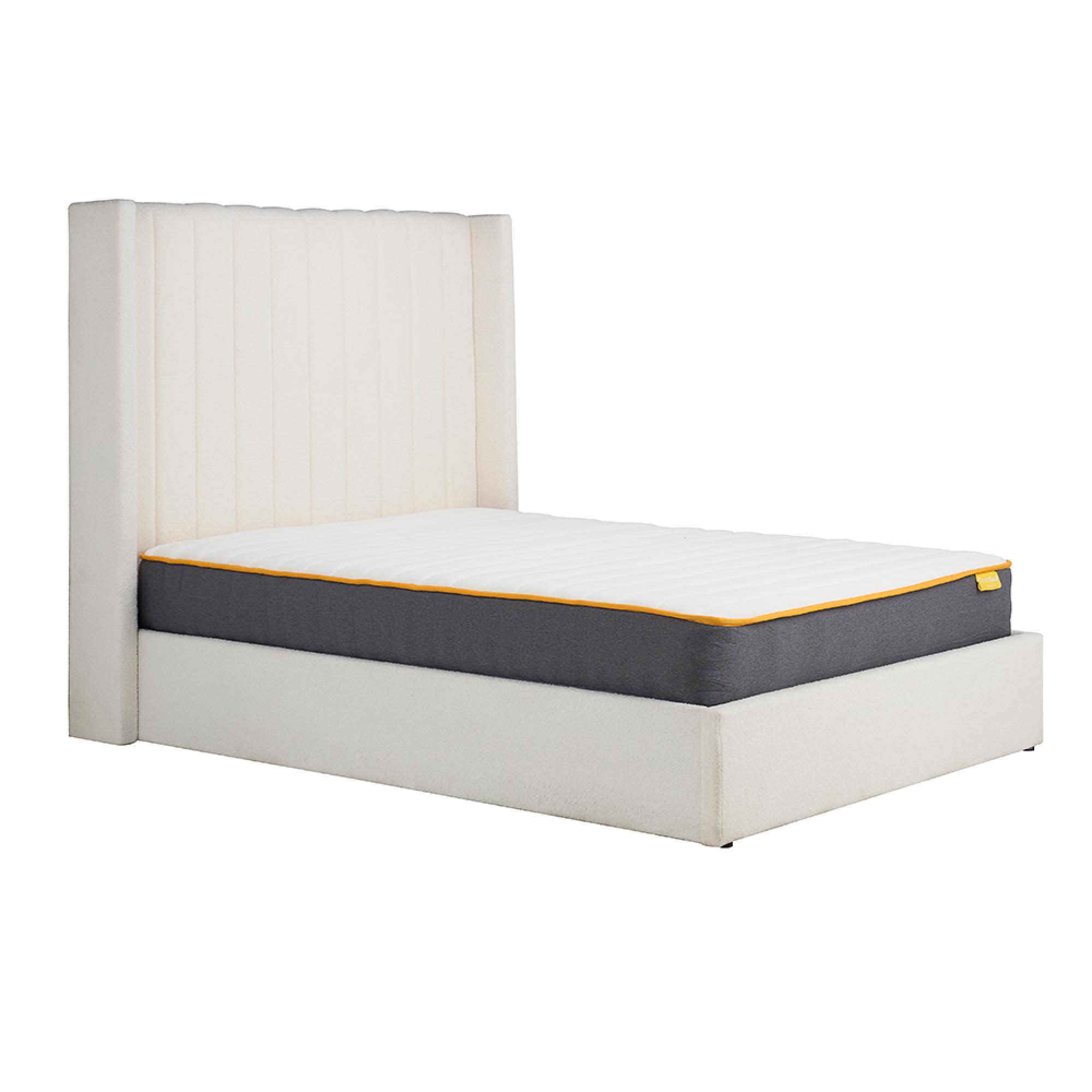 Maisey Ottoman Storage Bed - White Boucle Fabric - Sizes Available