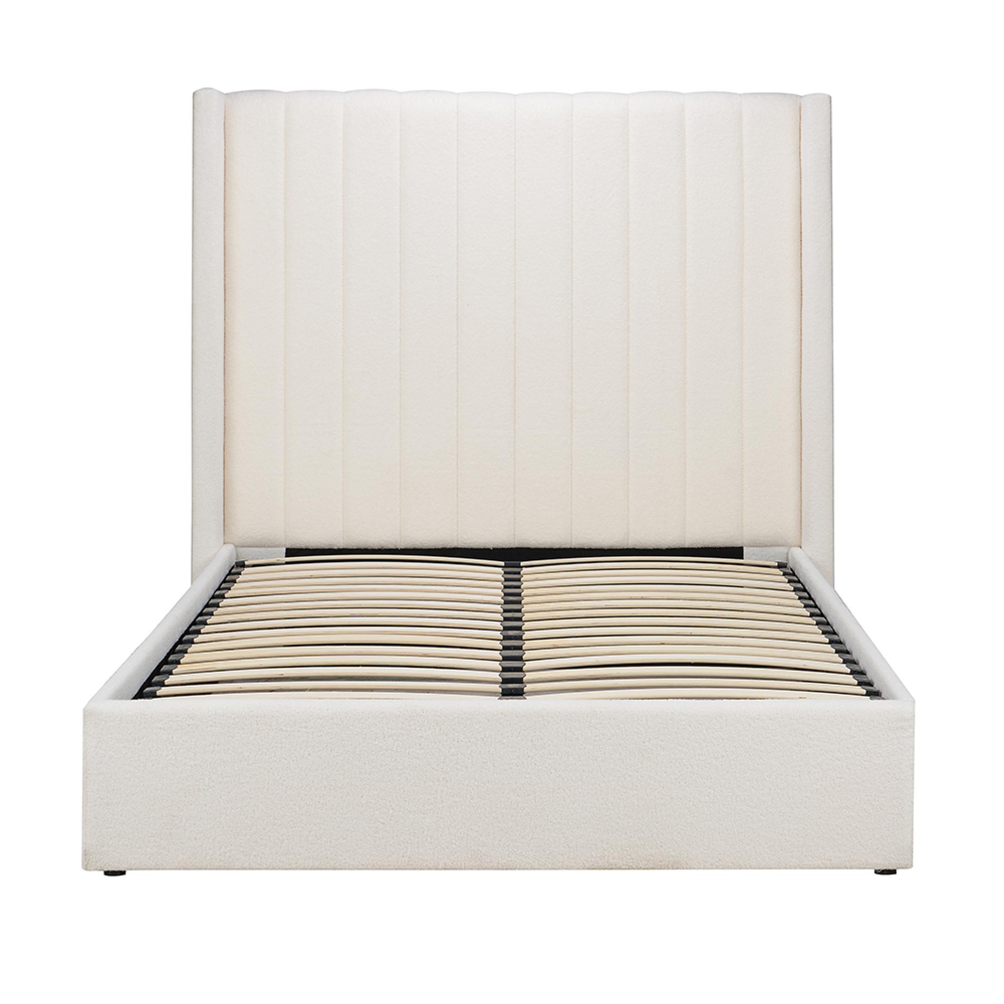 Maisey Ottoman Storage Bed - White Boucle Fabric - Sizes Available