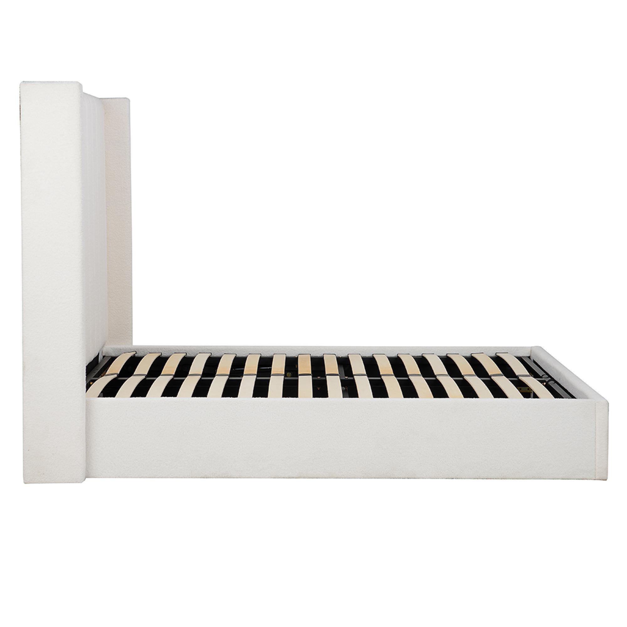 Maisey Ottoman Storage Bed - White Boucle Fabric - Sizes Available