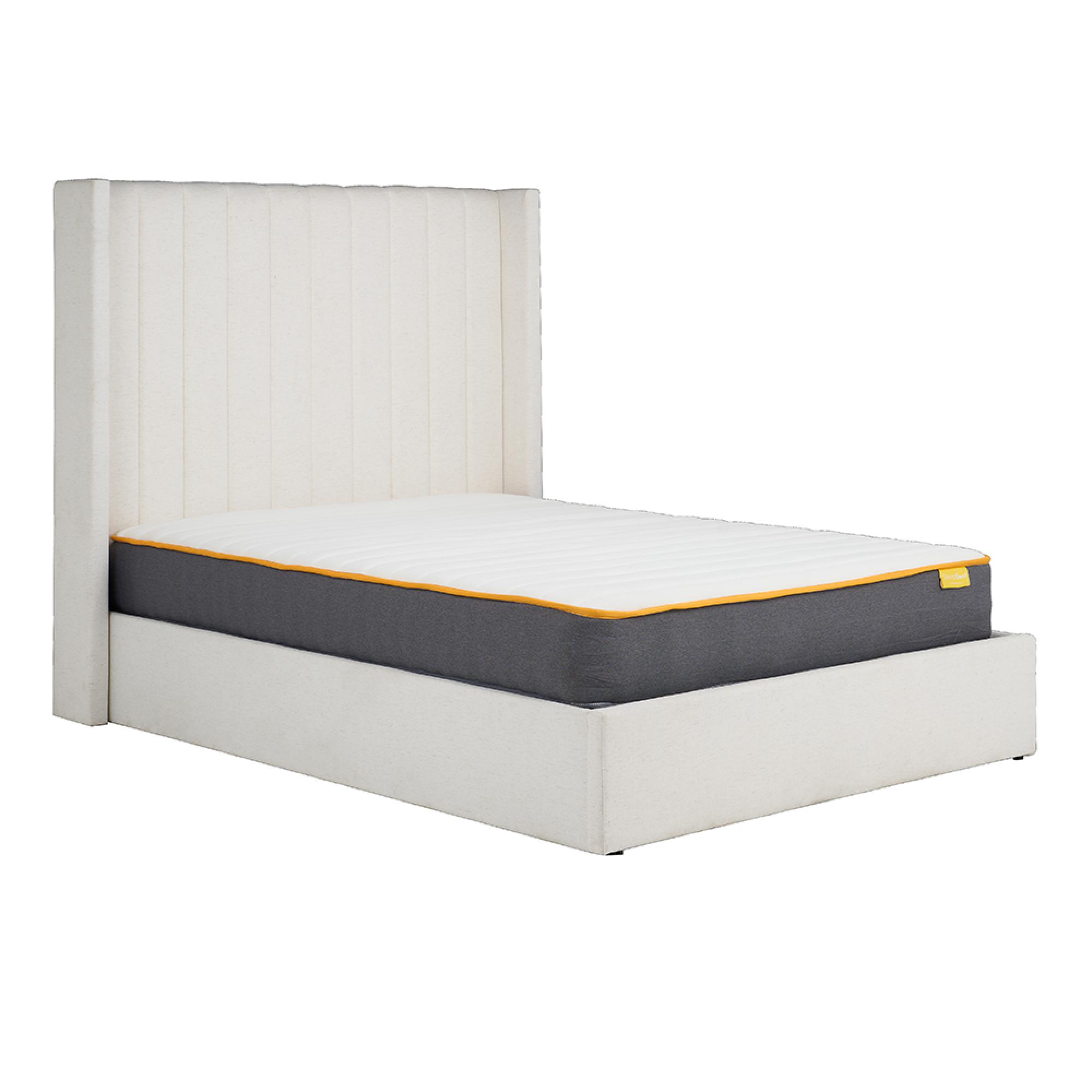 Maisey Ottoman Storage Bed - White Linen Fabric - Sizes Available