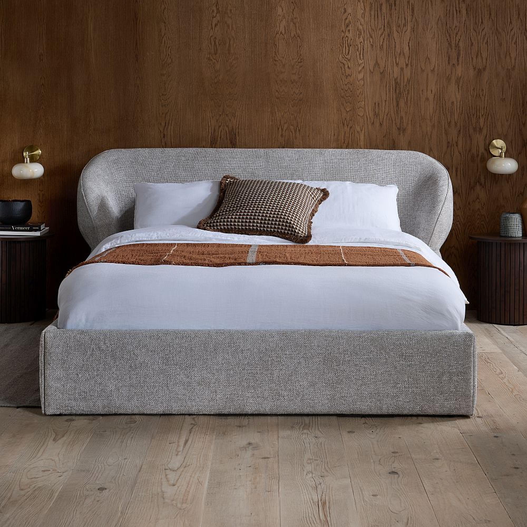 Milan Bed - Grey Fabric - Sizes Available