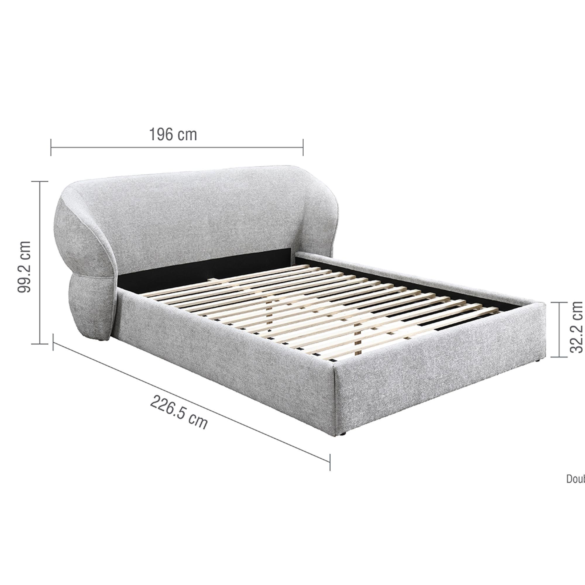 Milan Bed - Grey Fabric - Sizes Available
