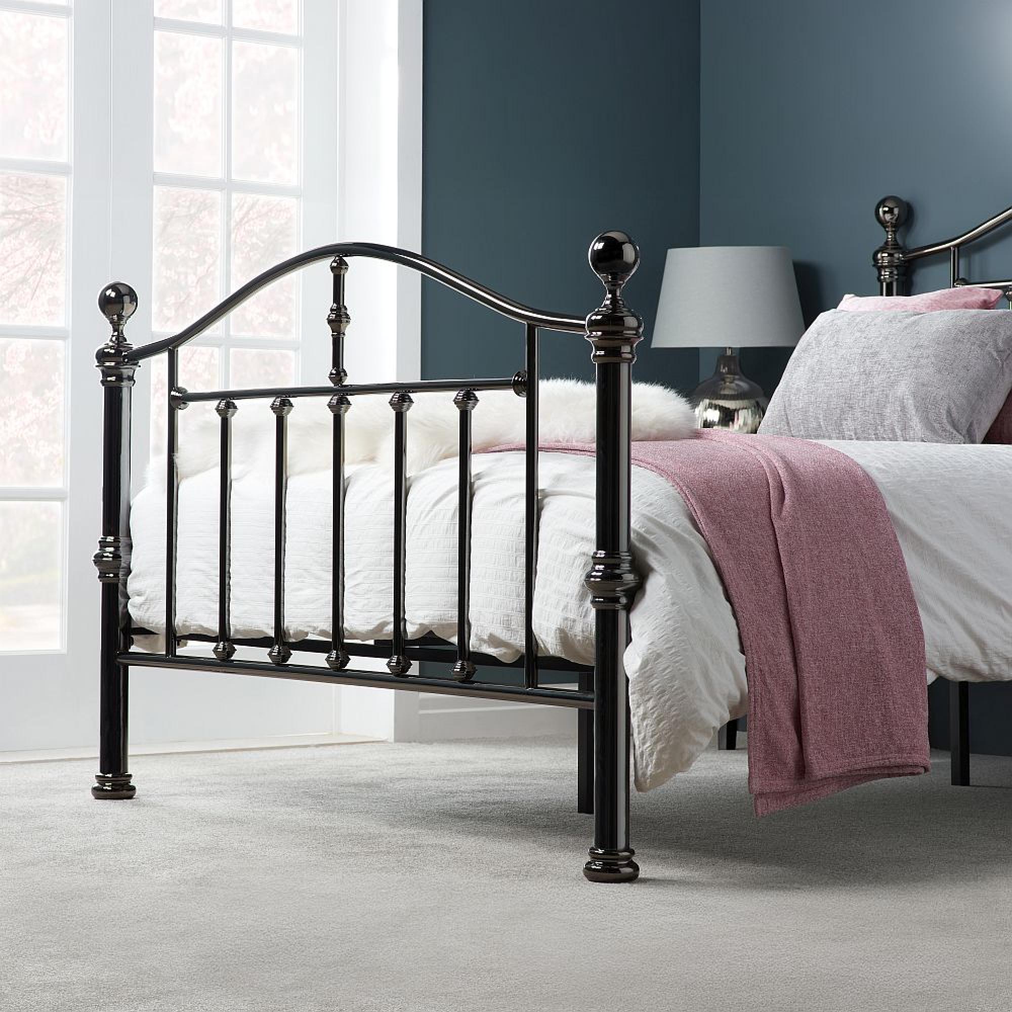 Victoria Bed - Silver Metal - Sizes Available
