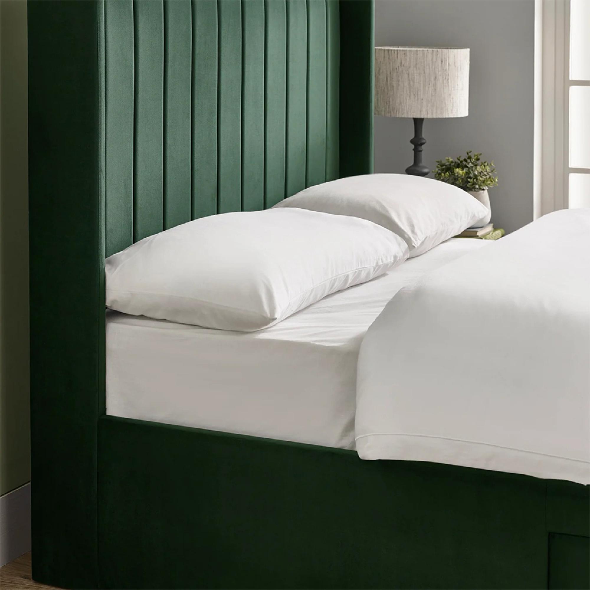 Leila Bed - Bottle Green Fabric - Sizes Available