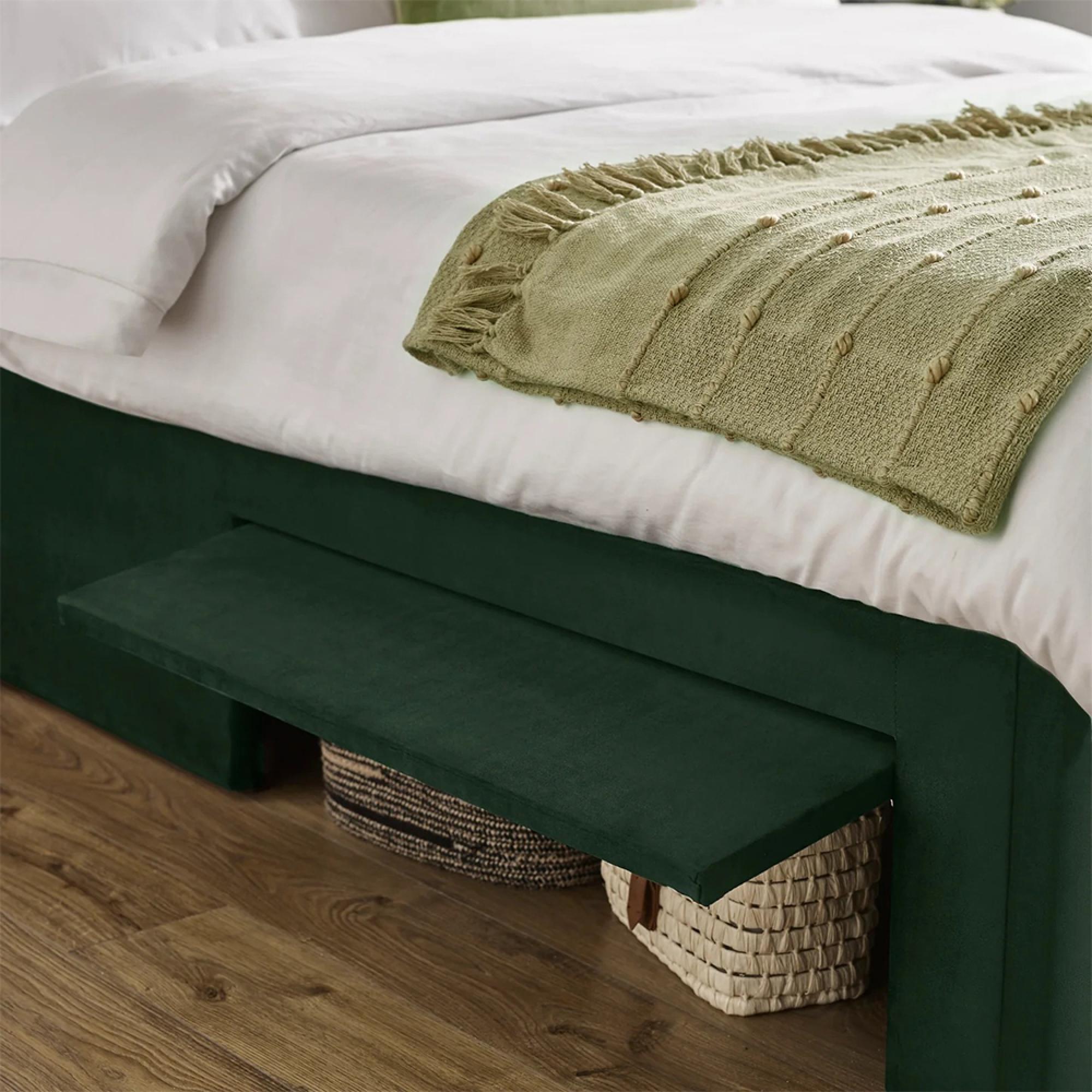 Leila Bed - Bottle Green Fabric - Sizes Available