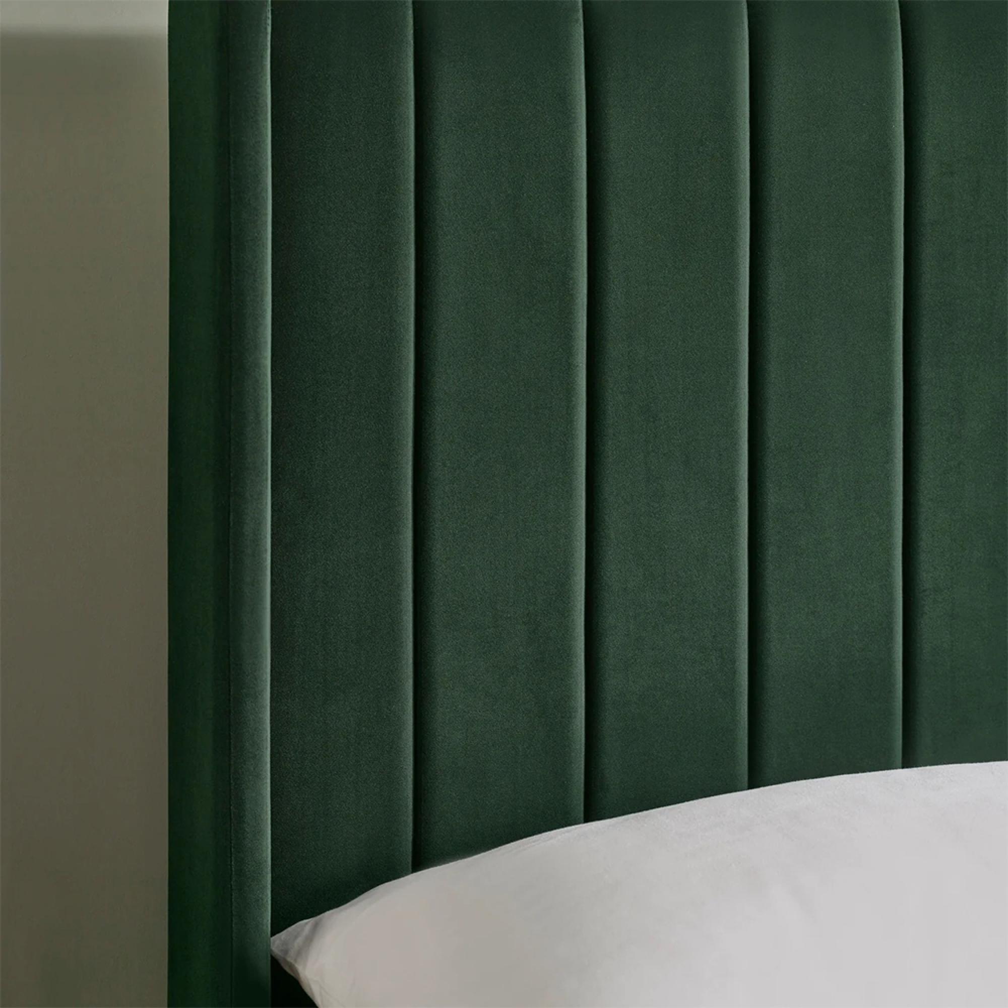 Leila Bed - Bottle Green Fabric - Sizes Available