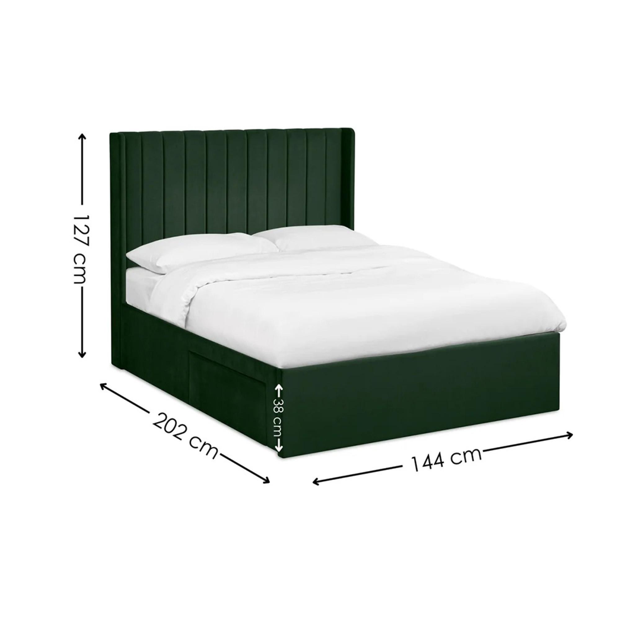 Leila Bed - Bottle Green Fabric - Sizes Available