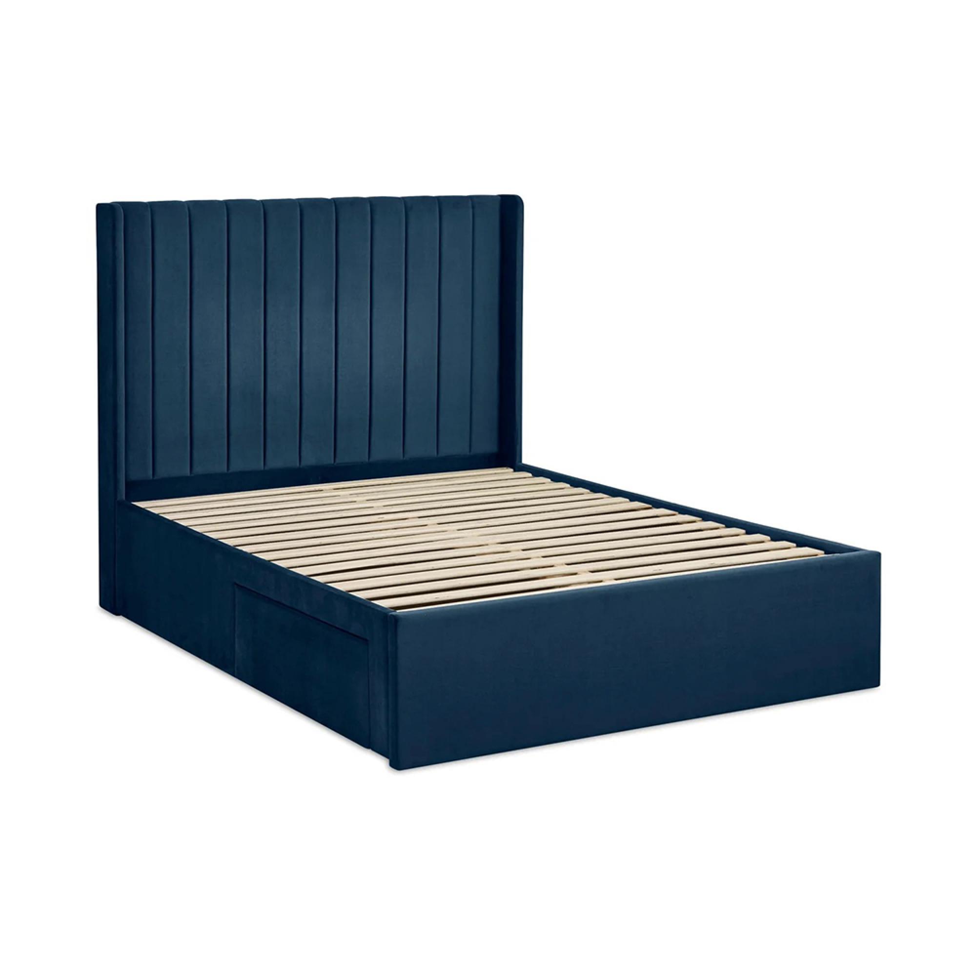Leila Bed - Royal Blue Fabric - Sizes Available