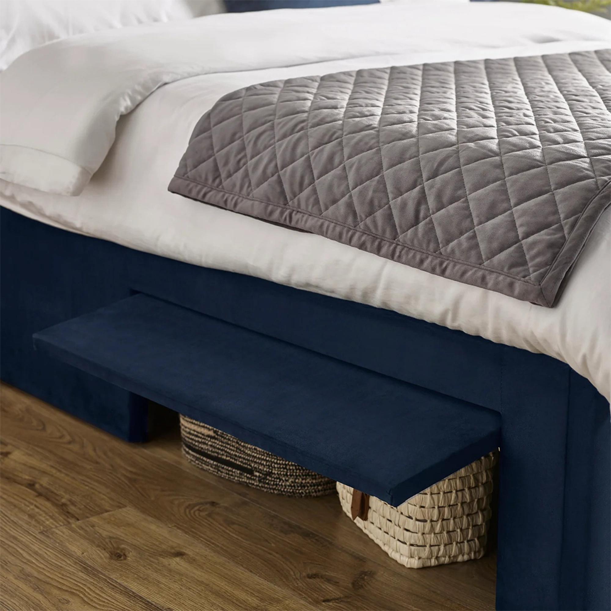 Leila Bed - Royal Blue Fabric - Sizes Available