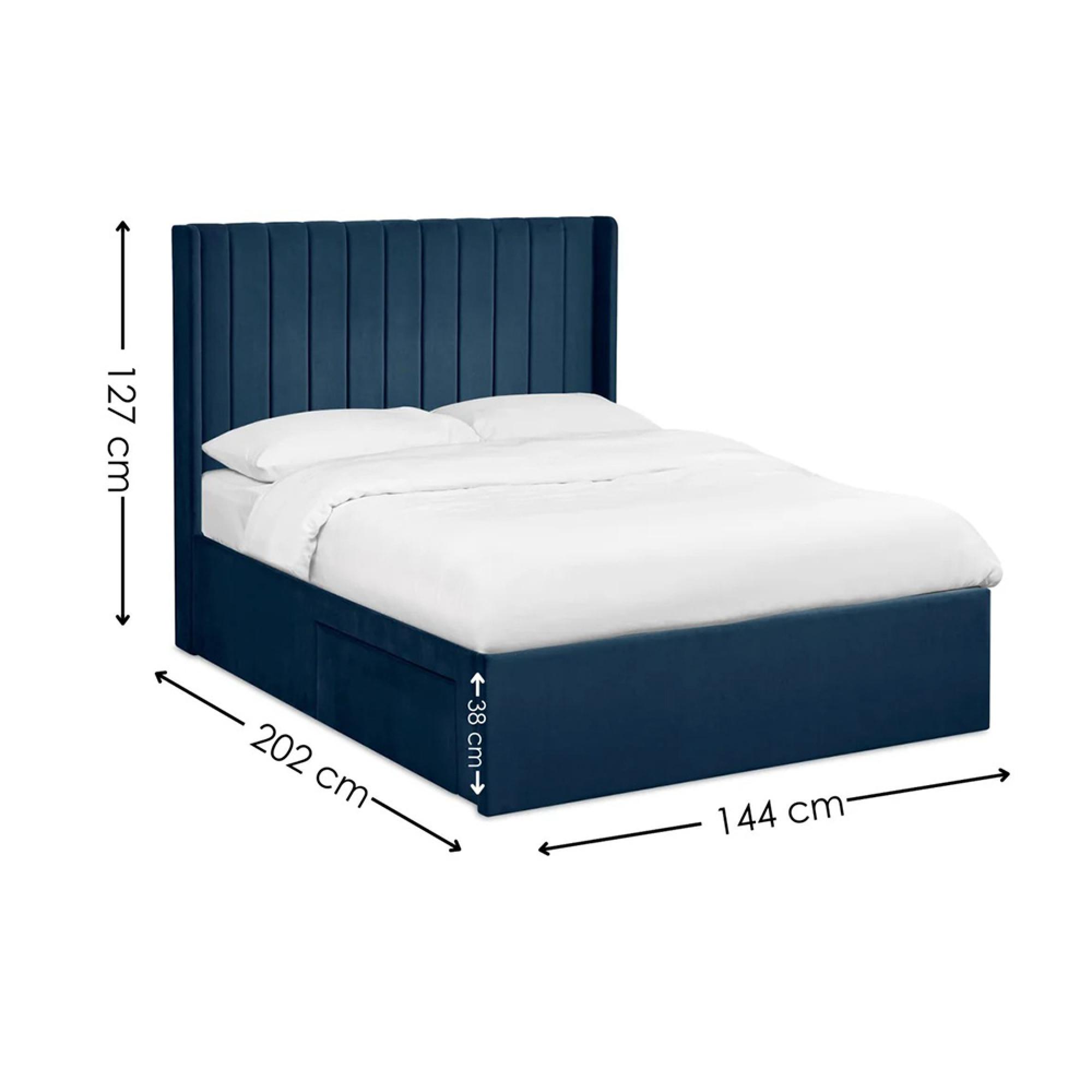 Leila Bed - Royal Blue Fabric - Sizes Available