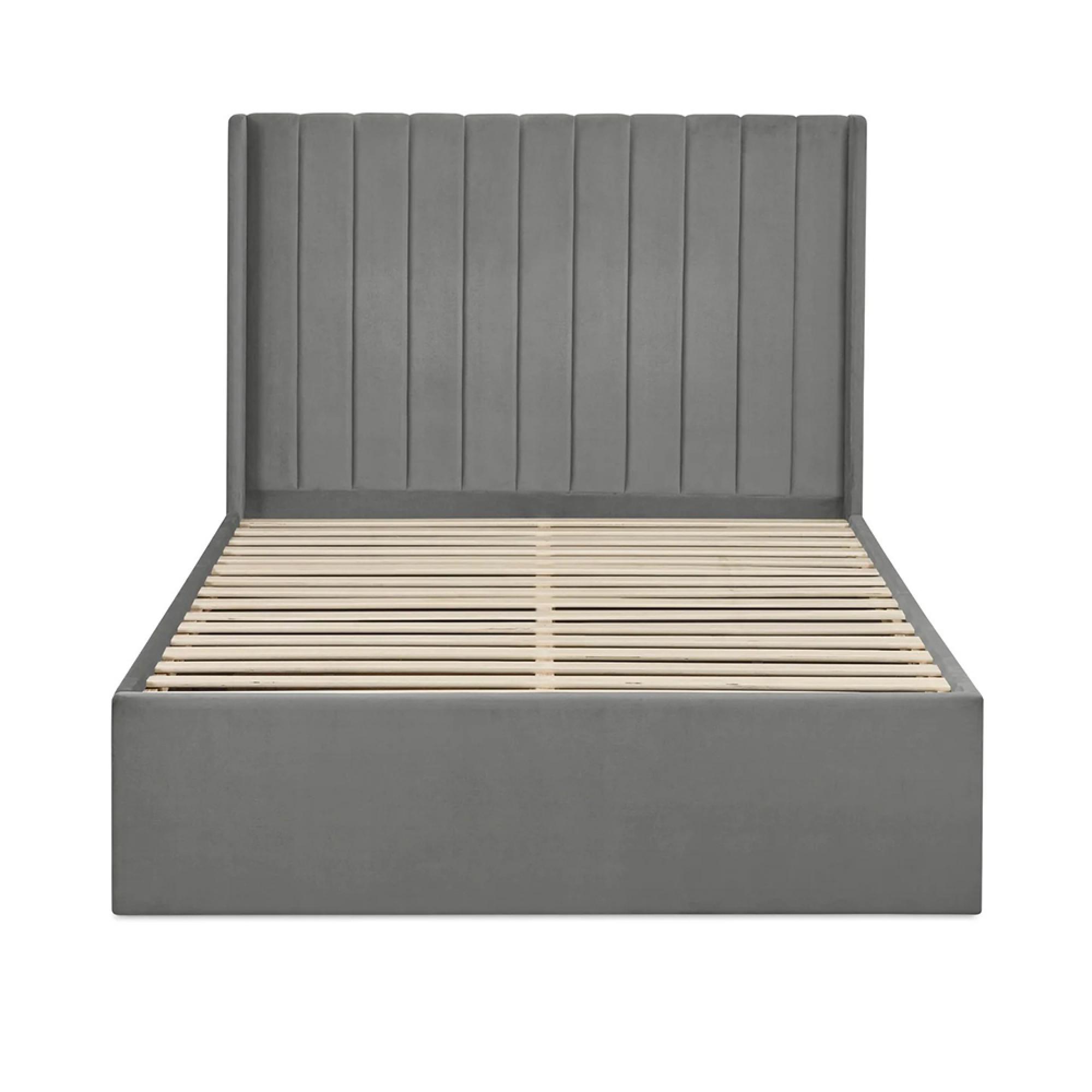 Leila Bed - Steel Grey Fabric - Sizes Available