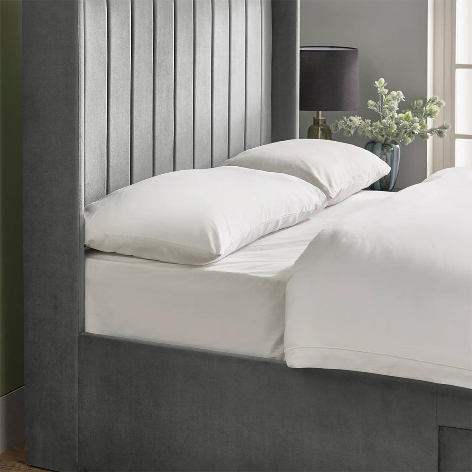 Leila Bed - Steel Grey Fabric - Sizes Available