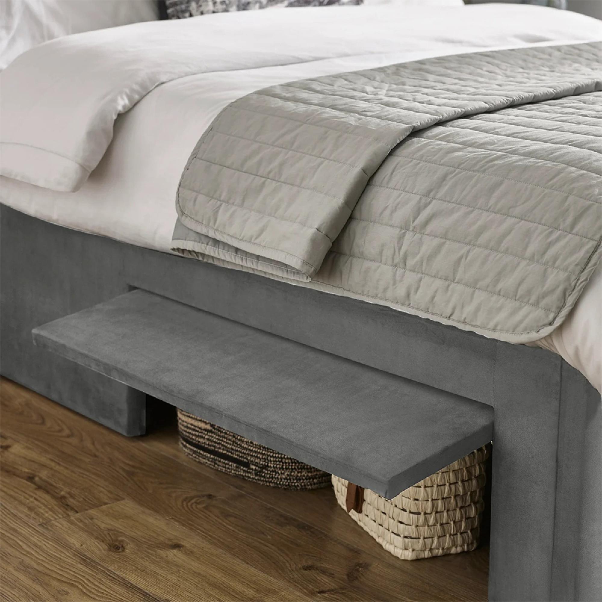 Leila Bed - Steel Grey Fabric - Sizes Available