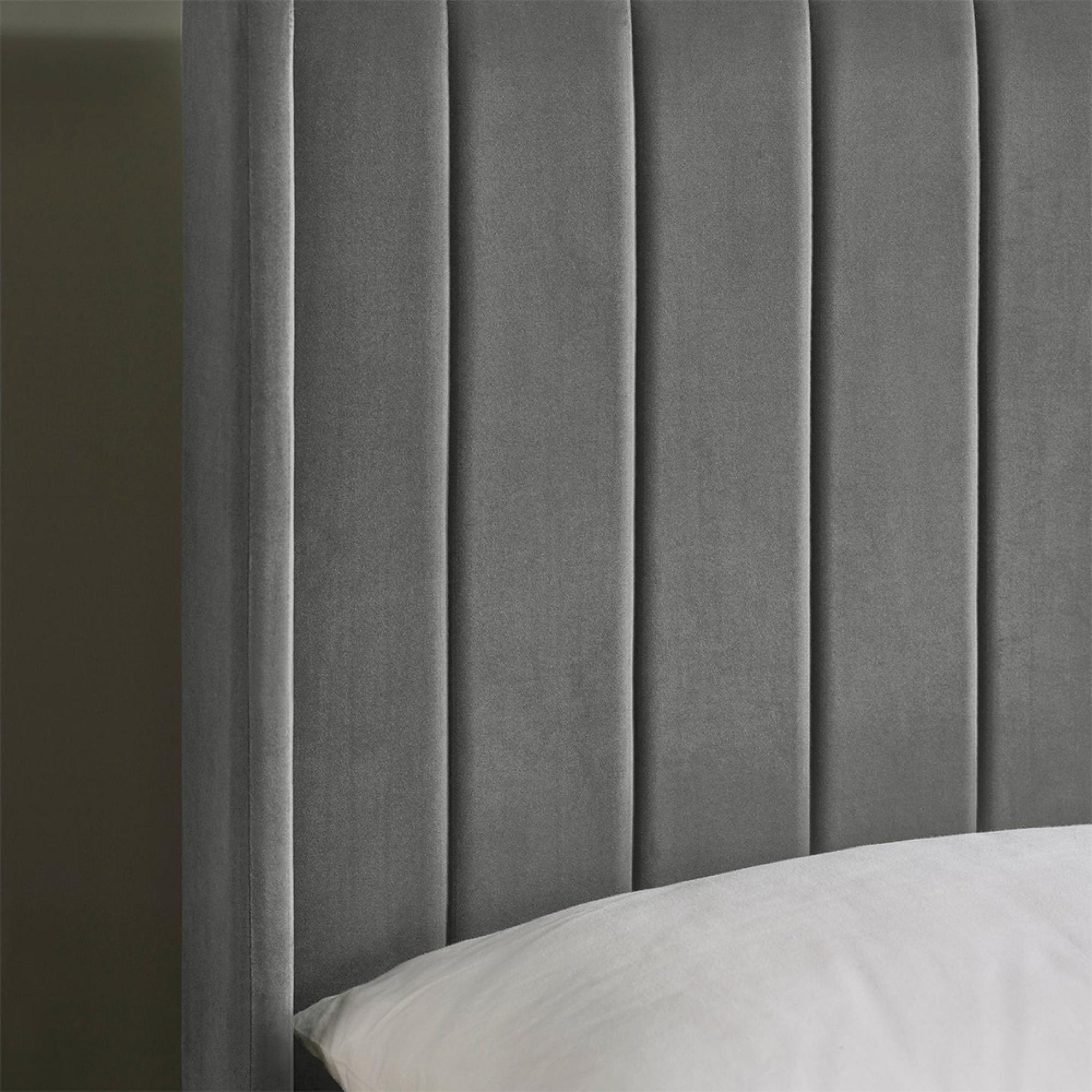 Leila Bed - Steel Grey Fabric - Sizes Available