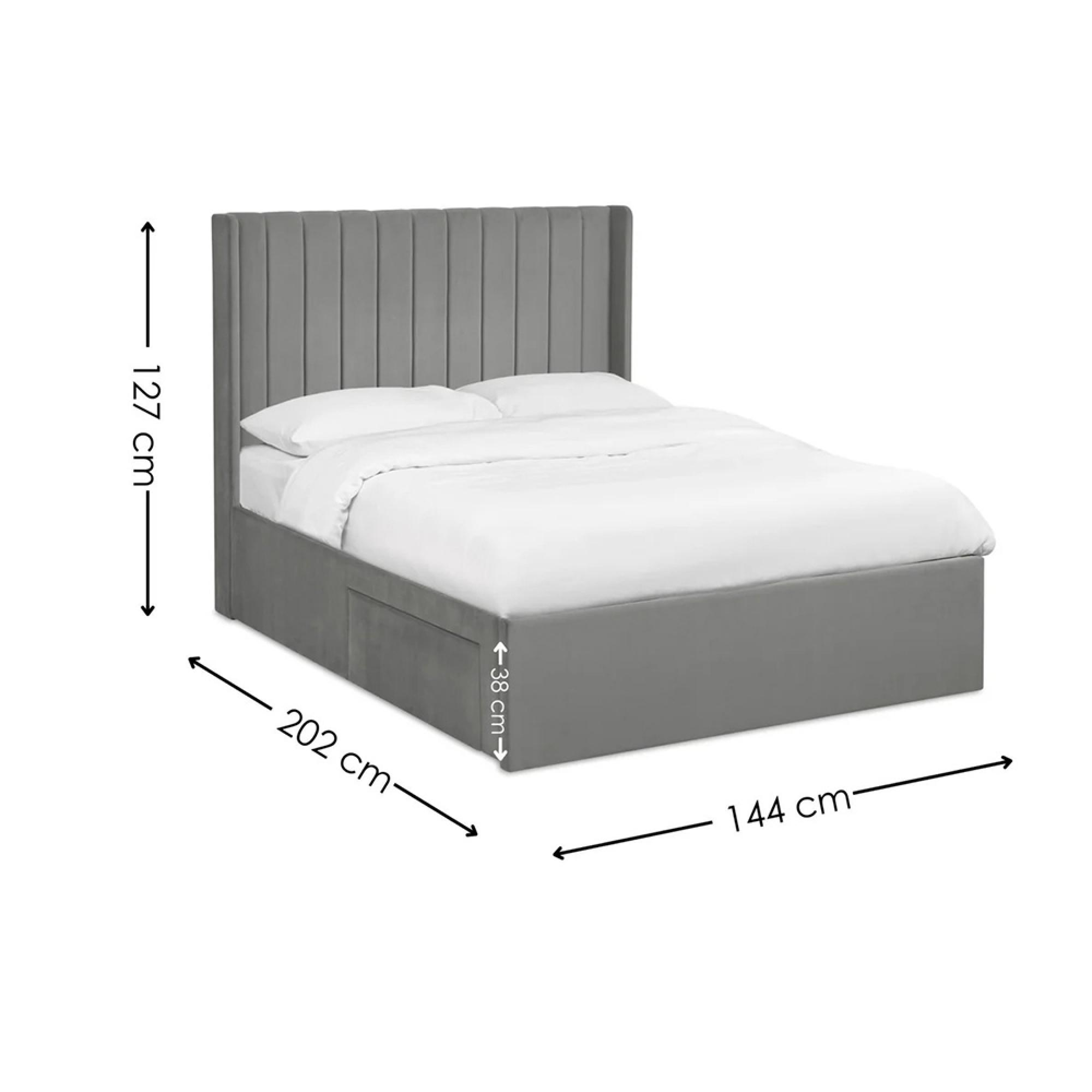 Leila Bed - Steel Grey Fabric - Sizes Available