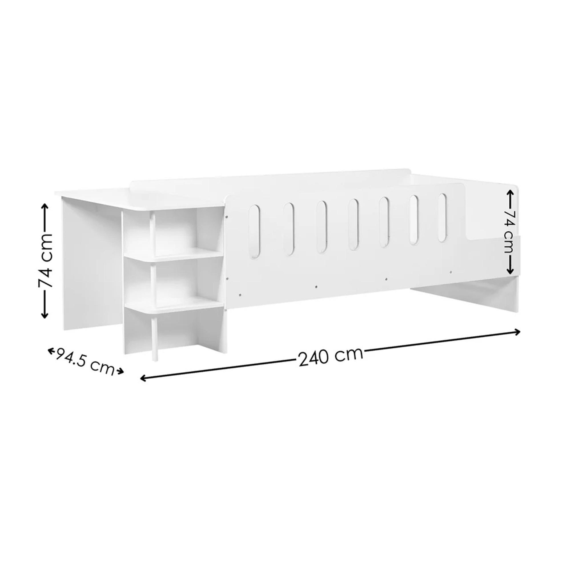 Vision Lowsleeper Bed - with Desk - White