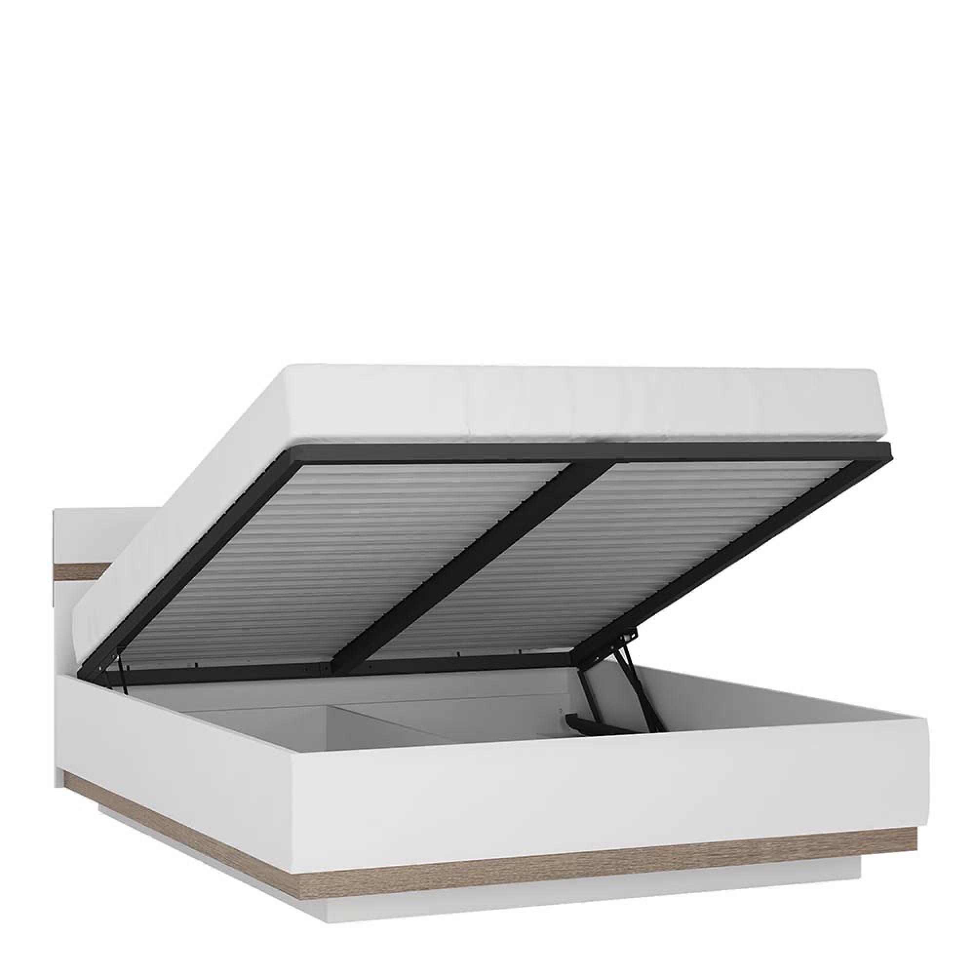 Chelsea Lift Up Bed - 5ft King Size - White Gloss