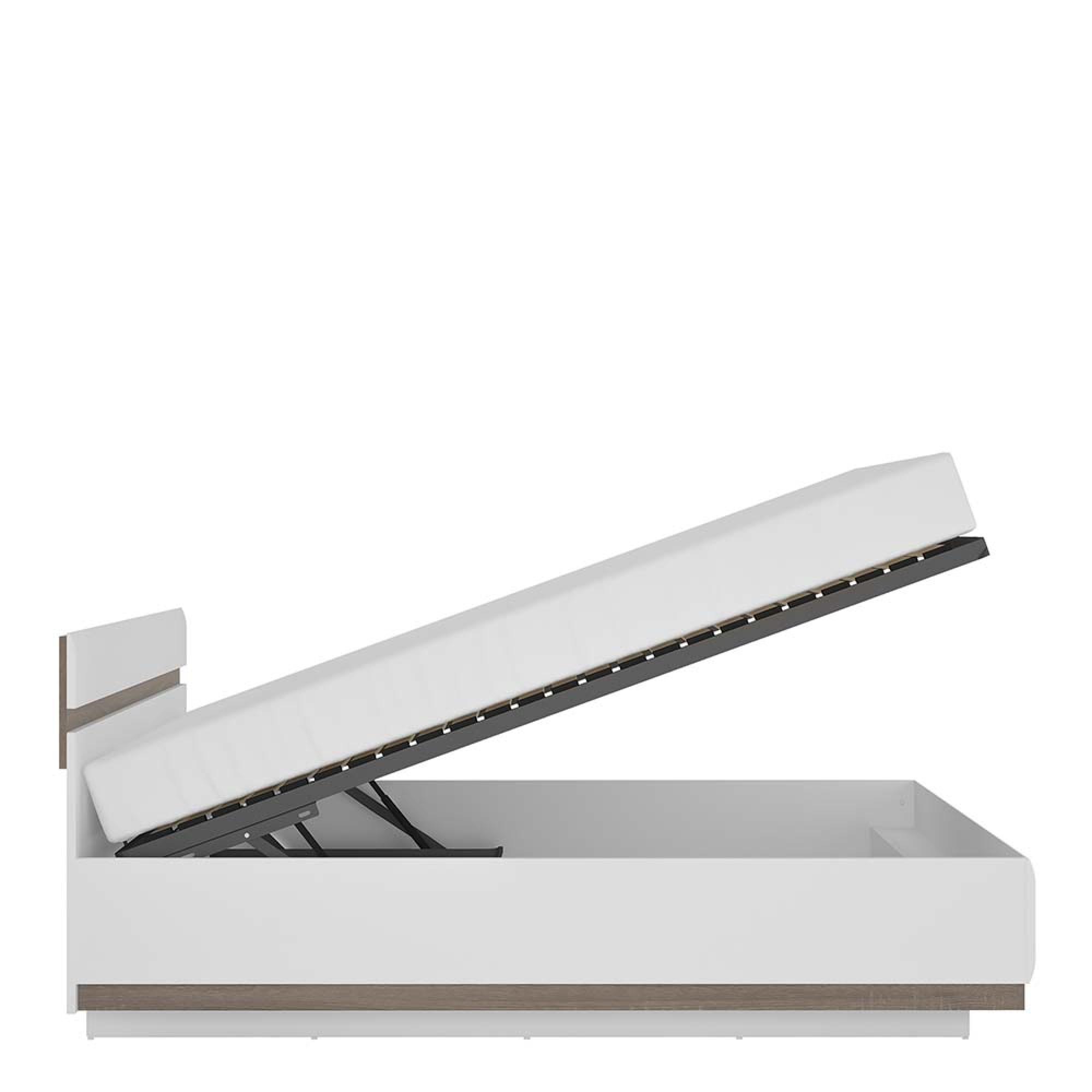 Chelsea Lift Up Bed - 5ft King Size - White Gloss
