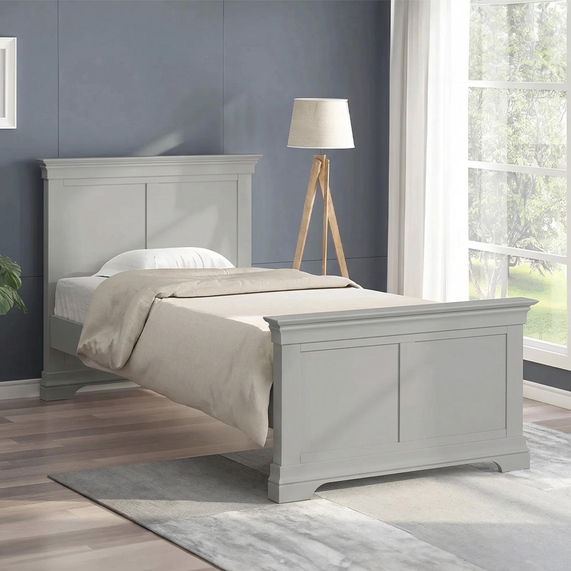 Paisley Bed - High Foot End - Grey Painted - Sizes Available