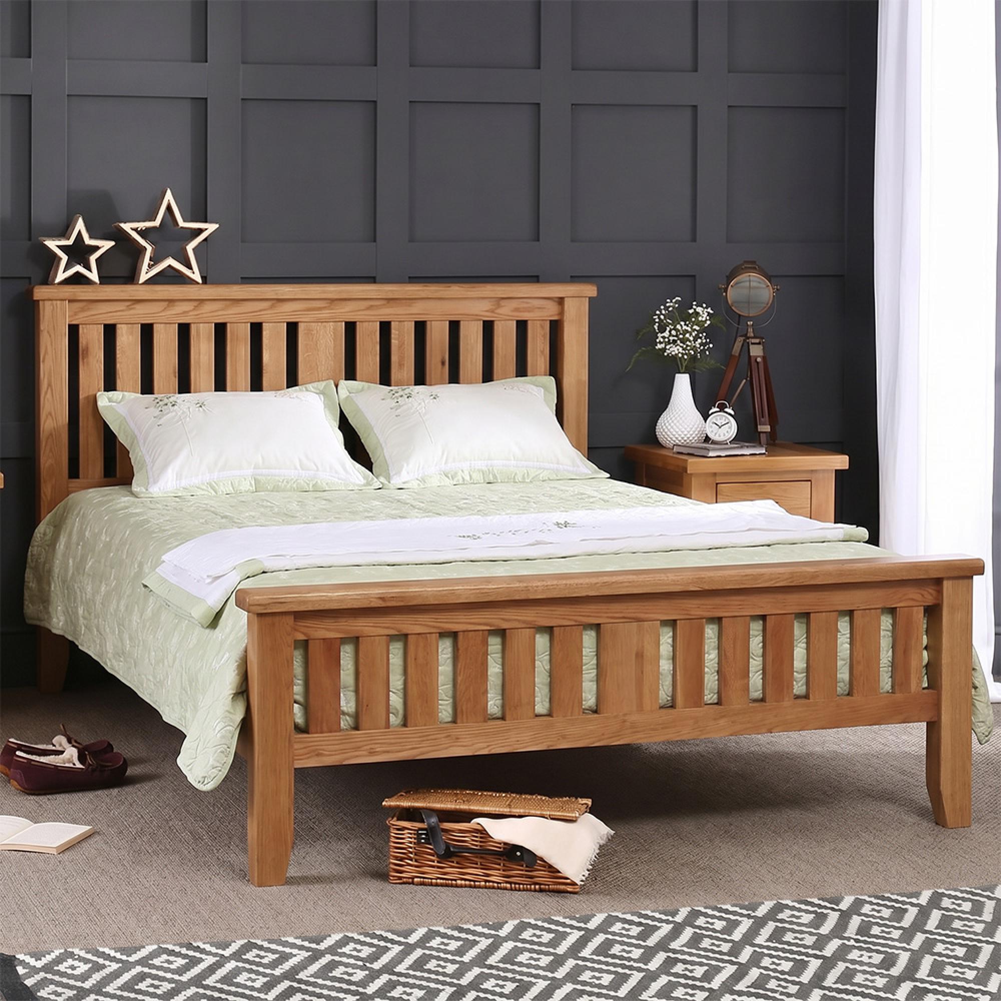Hampshire Oak Slatted Bed - Sizes Available