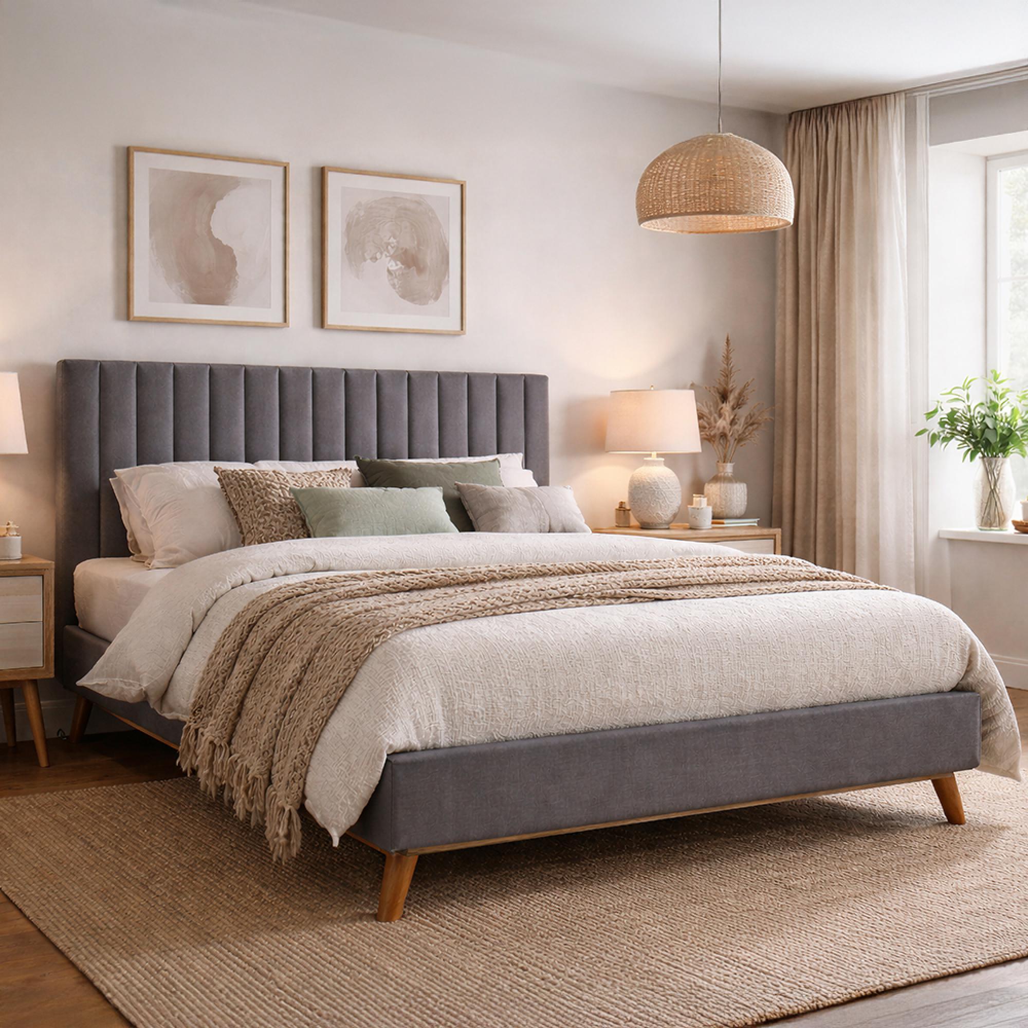 Albany Bed - Dark Grey Fabric - Sizes Available