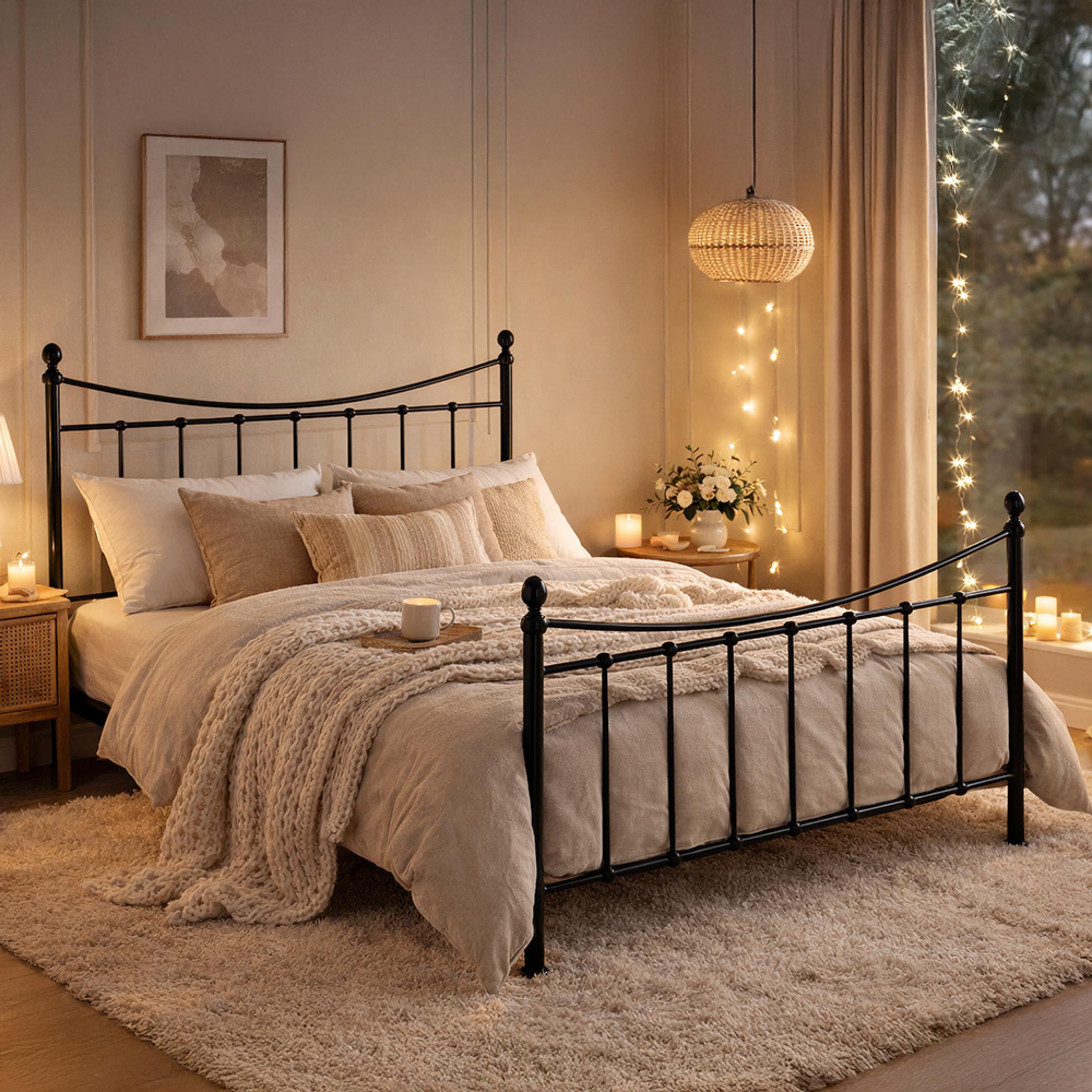 Alderley Bed - Black Metal - Sizes Available