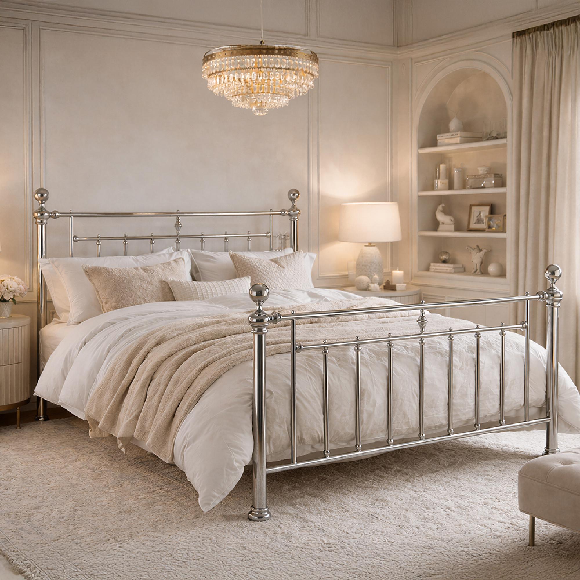 Alexander Bed - Chrome Metal - Sizes Available