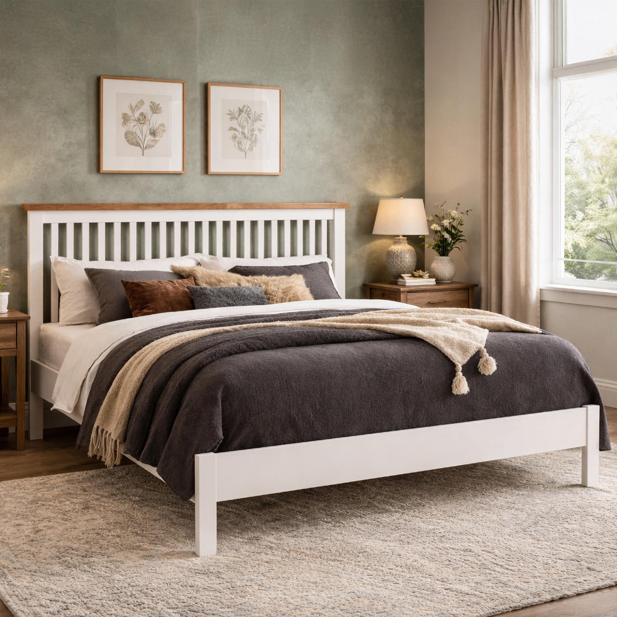 Ascot Bed - Oak and White - Sizes Available