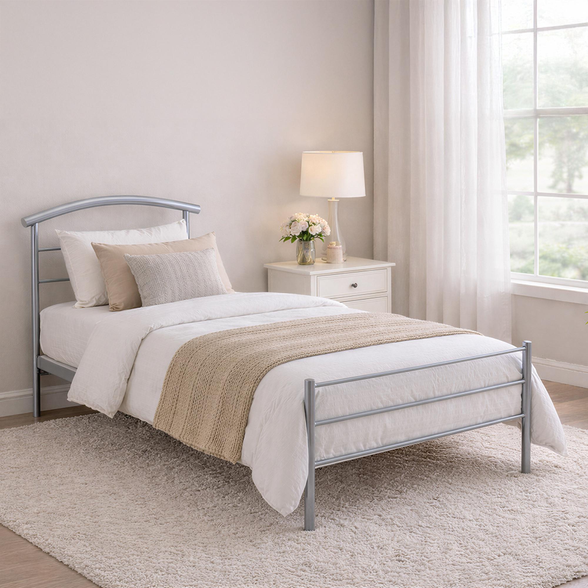 Brennington Bed - Silver Metal - Sizes Available